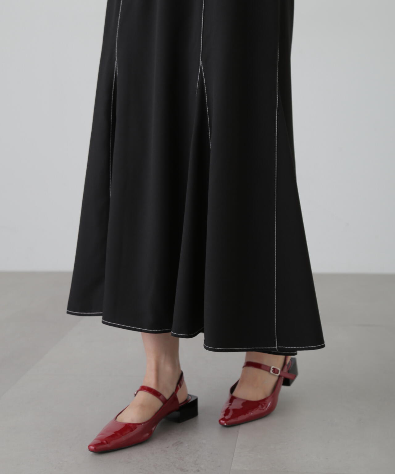 低身長サイズ/Sシリーズ]配色ステッチサイドベルトマーメイドスカート