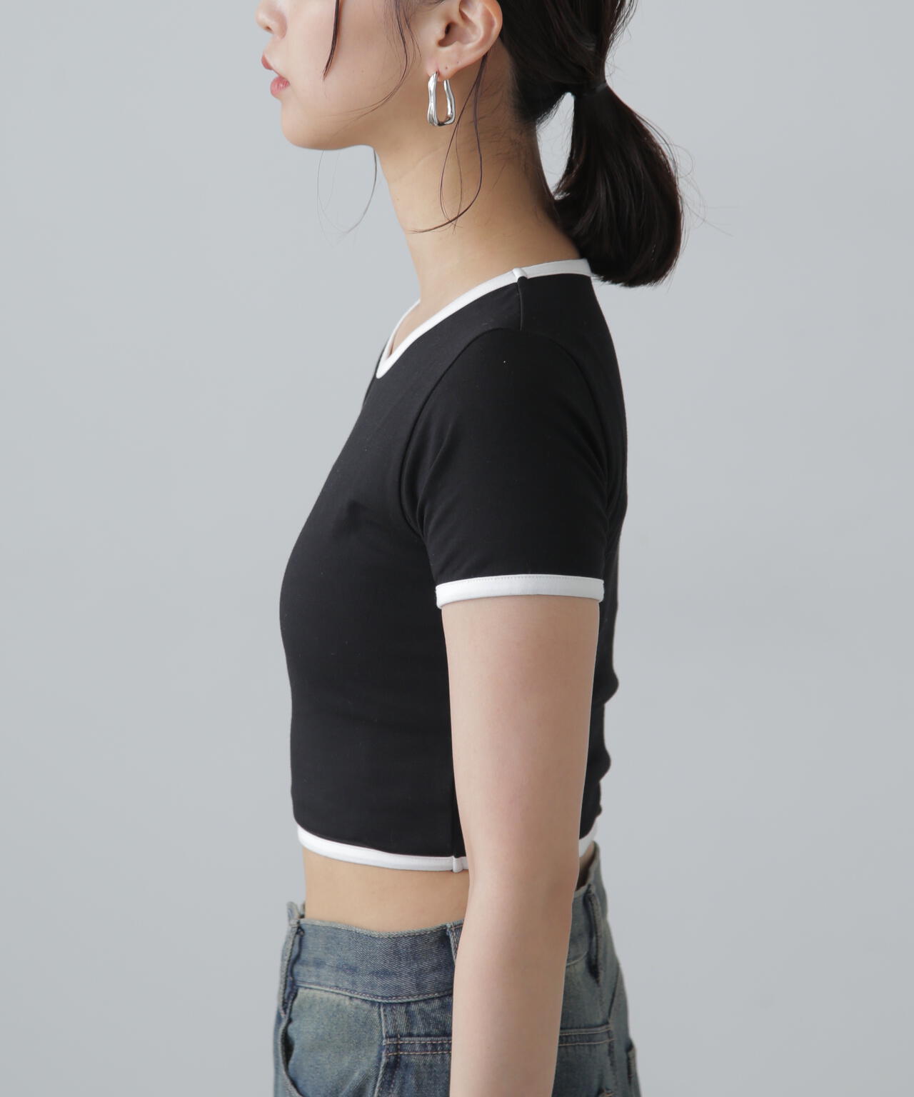 ショート丈リンガーTシャツ