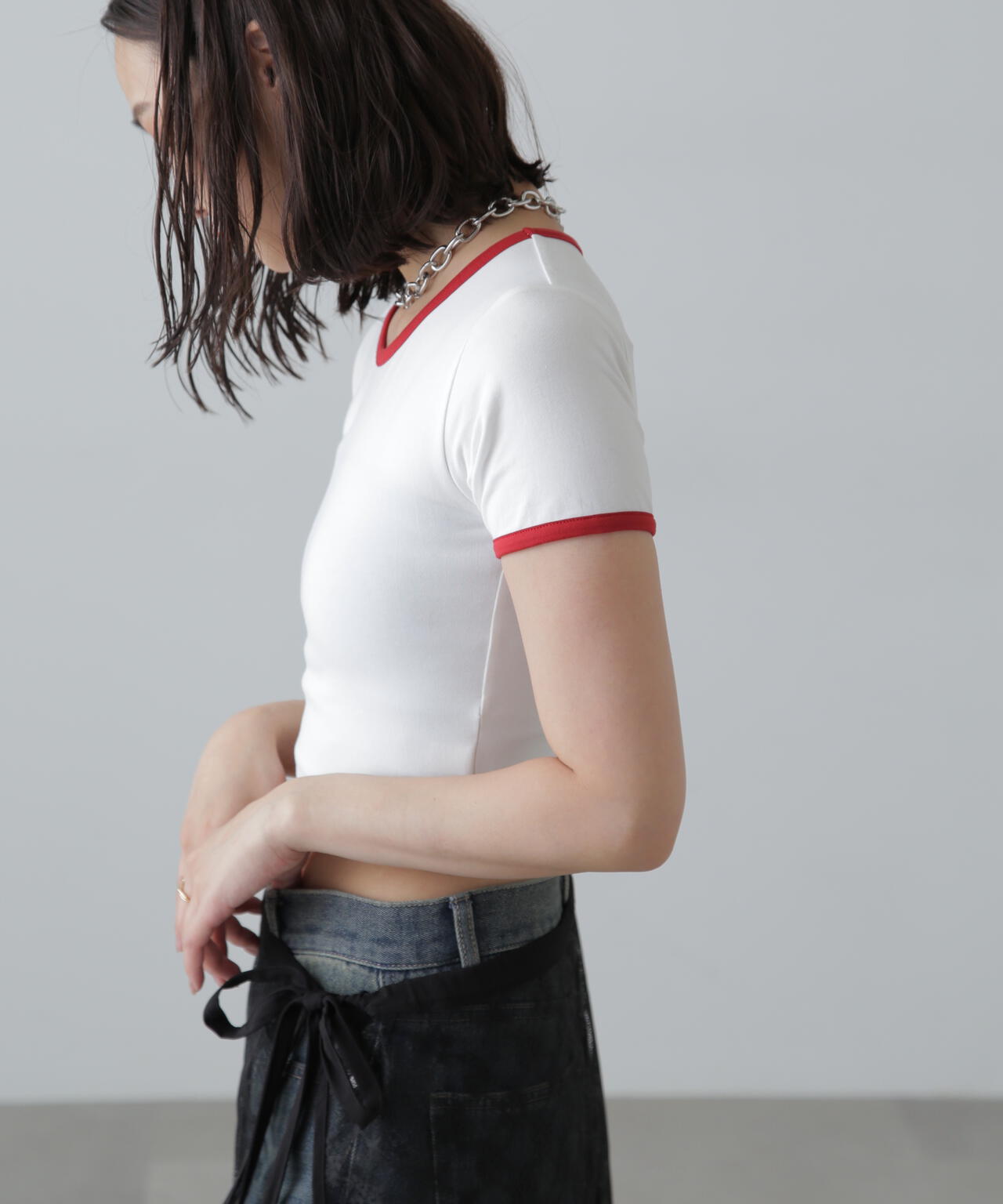 ショート丈リンガーTシャツ