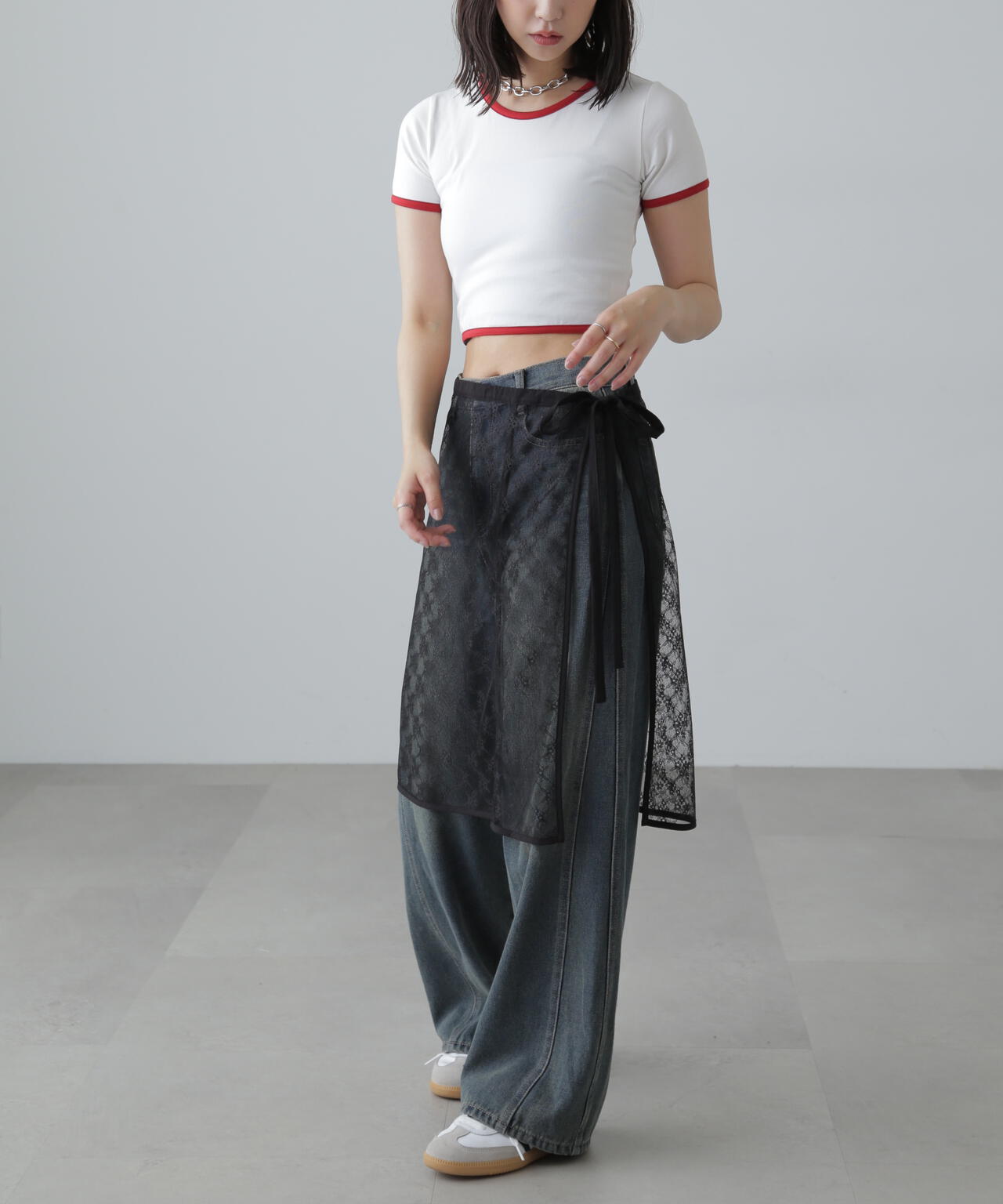 ショート丈リンガーTシャツ