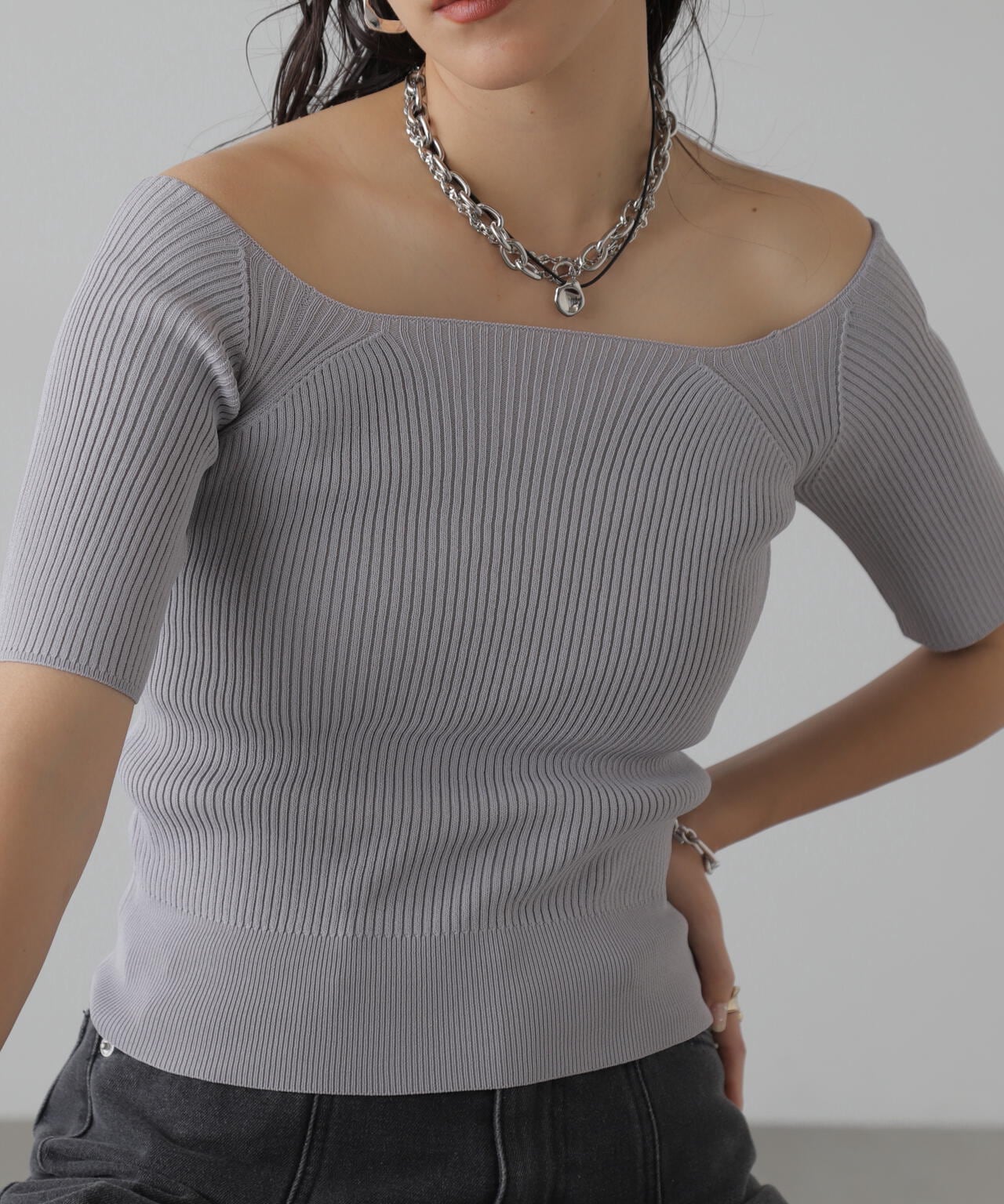 コンパクトオフショルリブニット | FREE'S MART（フリーズマート