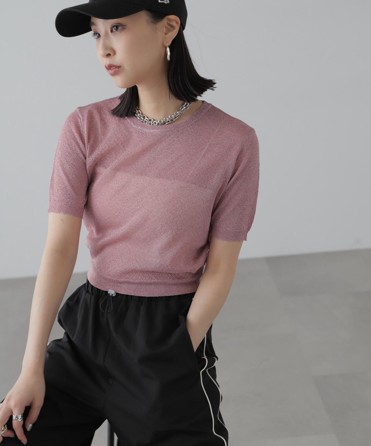 コンパクトラメシアー半袖ニット | FREE'S MART（フリーズマート