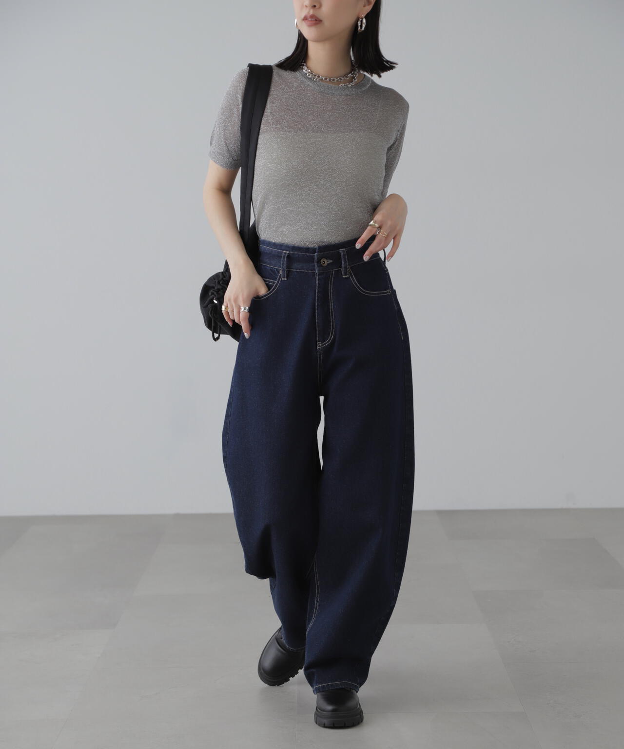 コンパクトラメシアー半袖ニット | FREE'S MART（フリーズマート