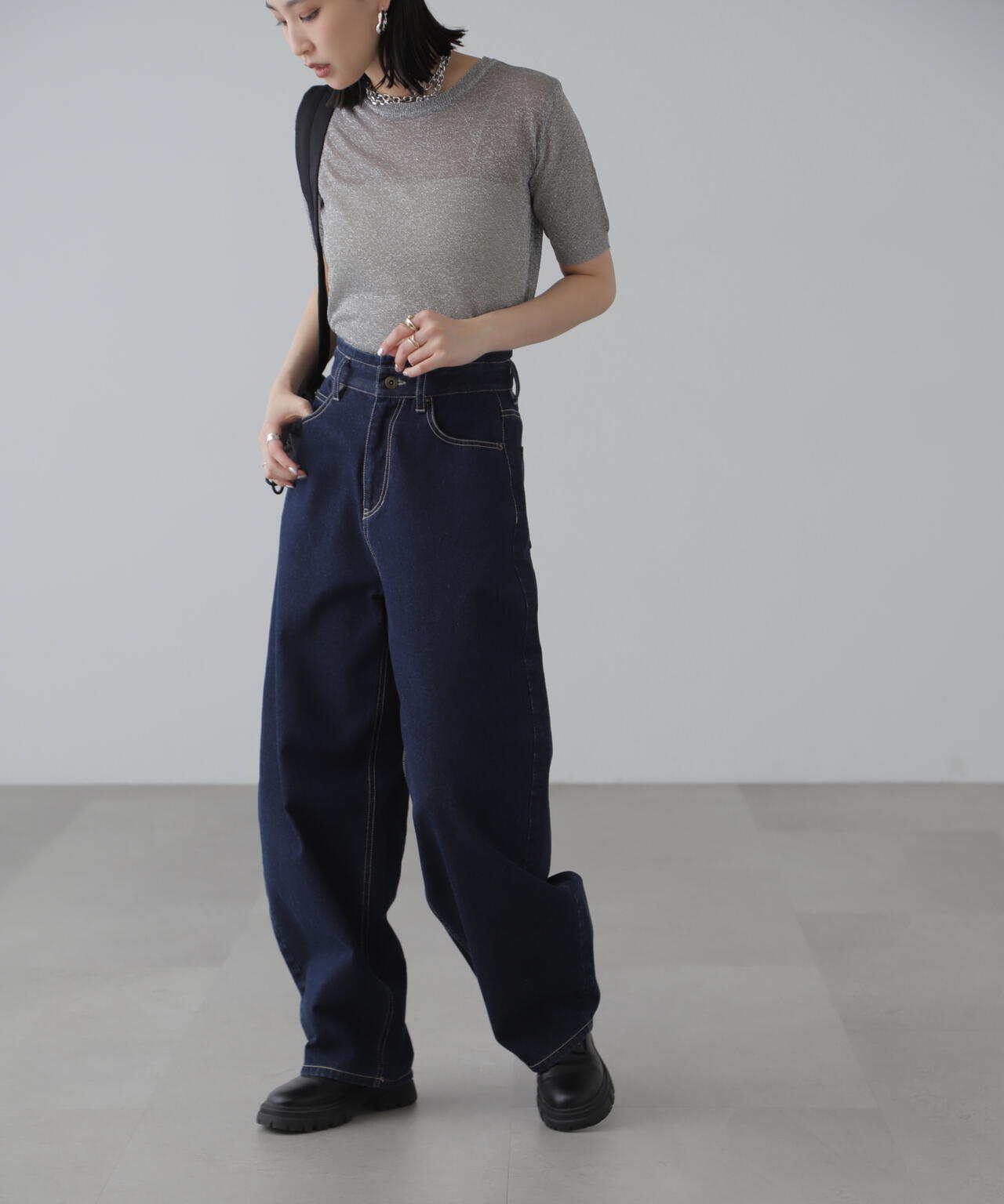 コンパクトラメシアー半袖ニット | FREE'S MART（フリーズマート