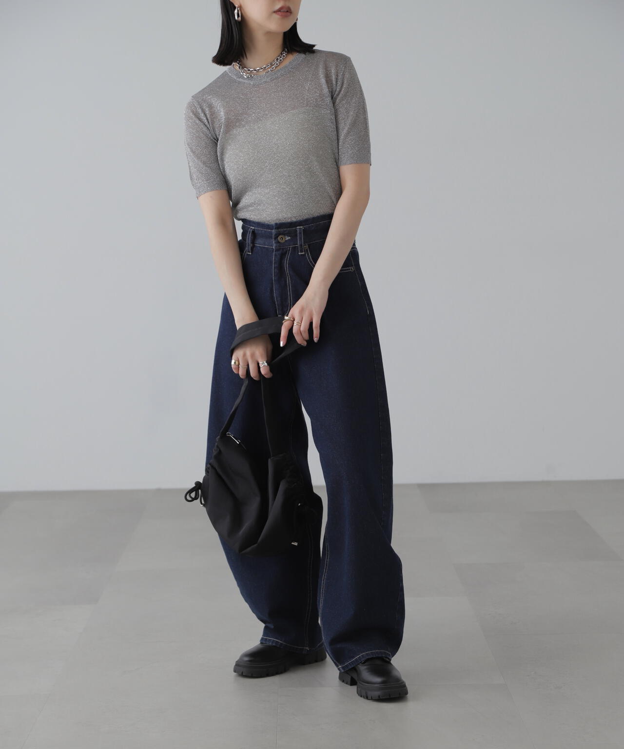 コンパクトラメシアー半袖ニット | FREE'S MART（フリーズマート