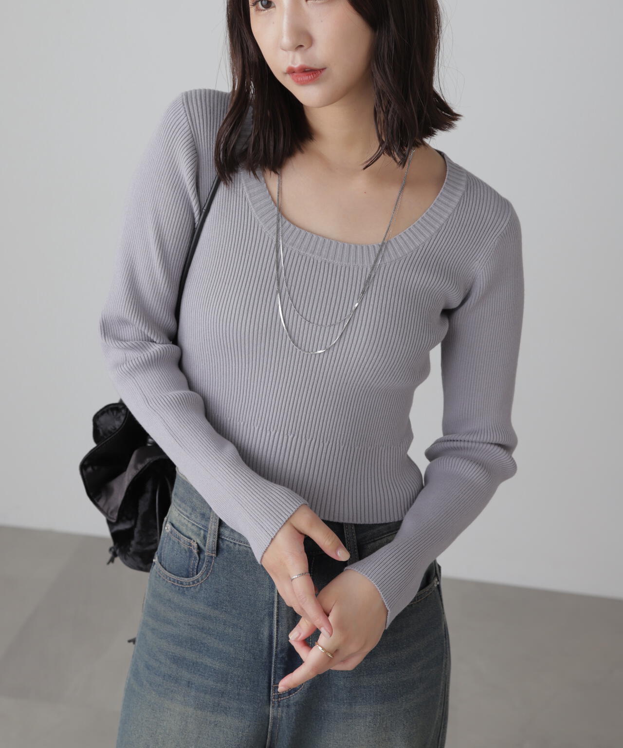 洗える〉マシンウォッシャブルUネックニット | FREE'S MART（フリーズ