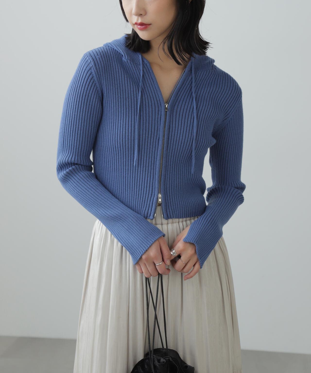 M’S GRACY  ショート丈ニットパーカー　サイズ40(L) FREAK'S STORE/<新色追加>軽量ニット フルジップパーカー【限定展開