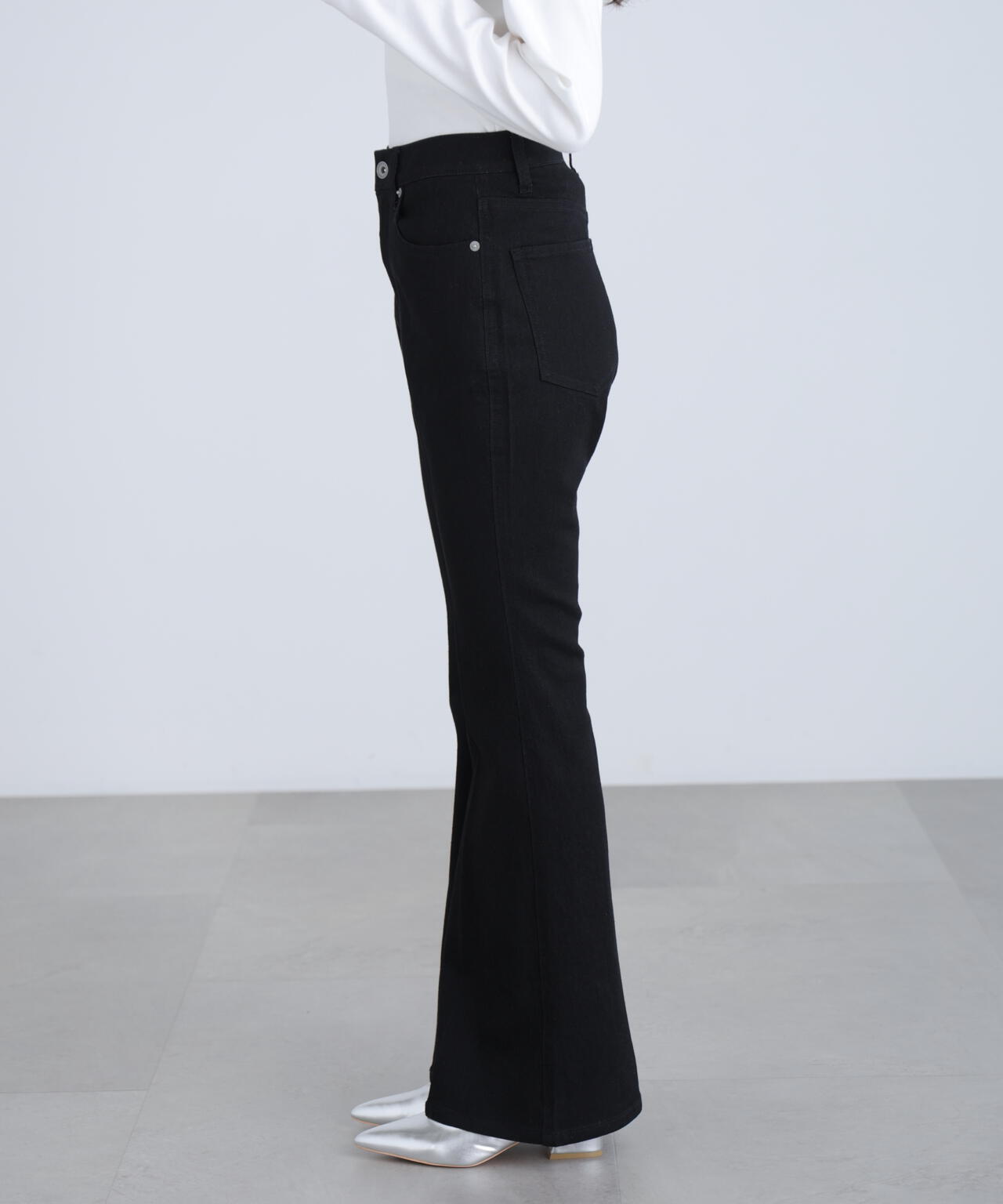 【累計販売3万本突破！選べる5色】【4サイズ展開XS-L] 内スリットベルボトムデニムパンツ【低身長サイズ有】