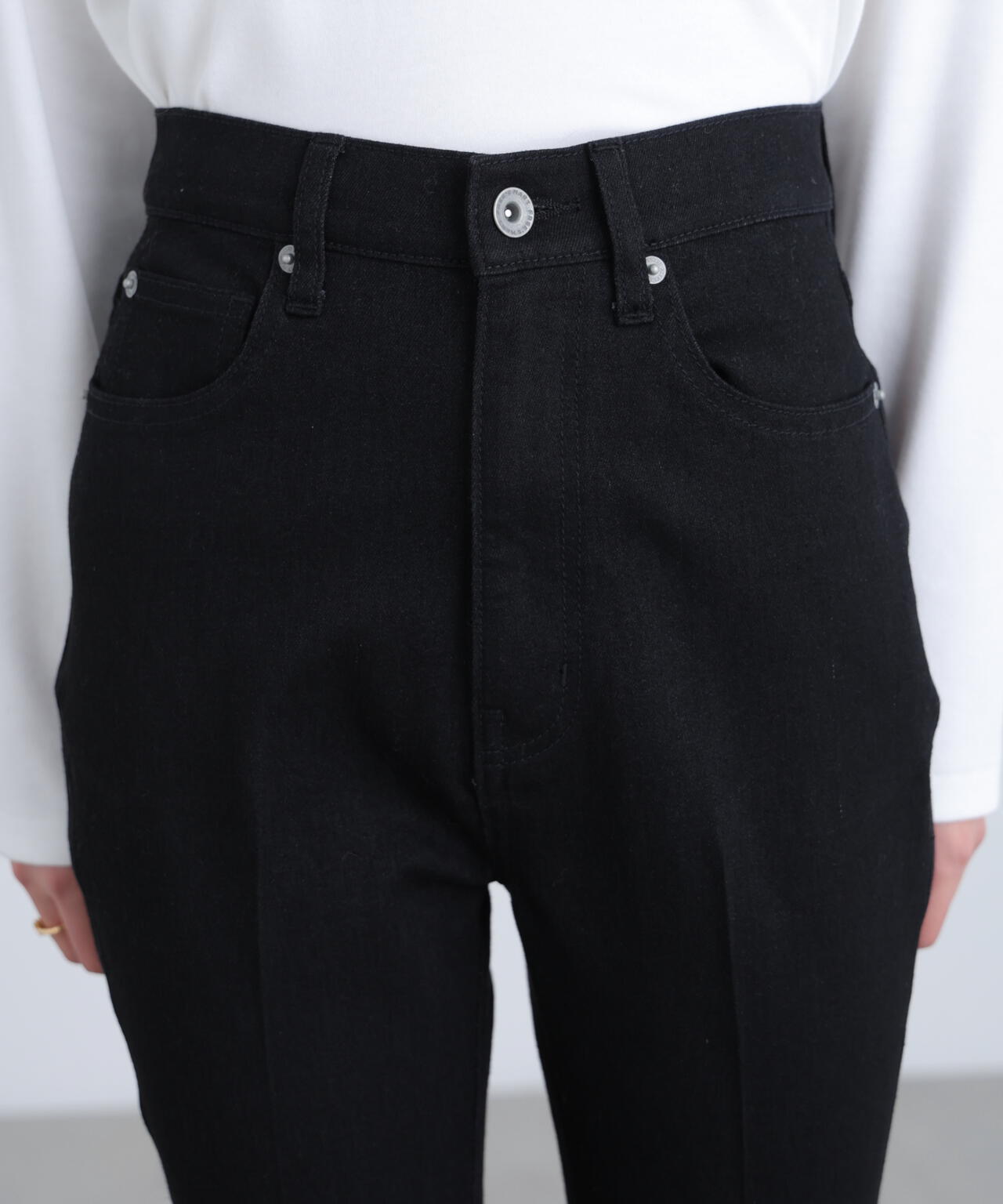 【累計販売3万本突破！選べる5色】【4サイズ展開XS-L] 内スリットベルボトムデニムパンツ【低身長サイズ有】