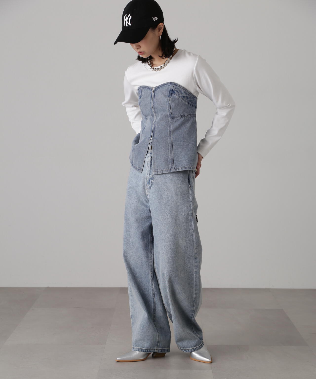 【3サイズ展開XS-M】デニムエッグパンツ【低身長サイズ有】