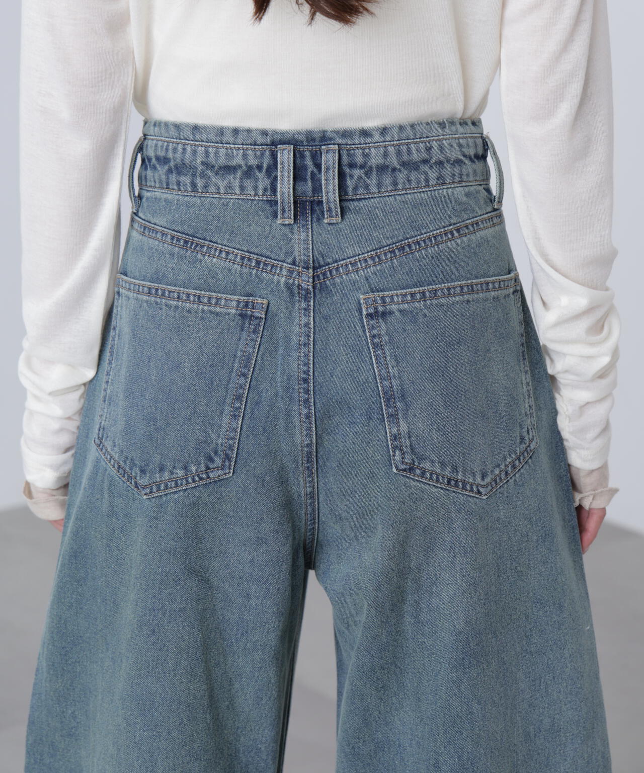 【3サイズ展開XS-M】デニムエッグパンツ【低身長サイズ有】