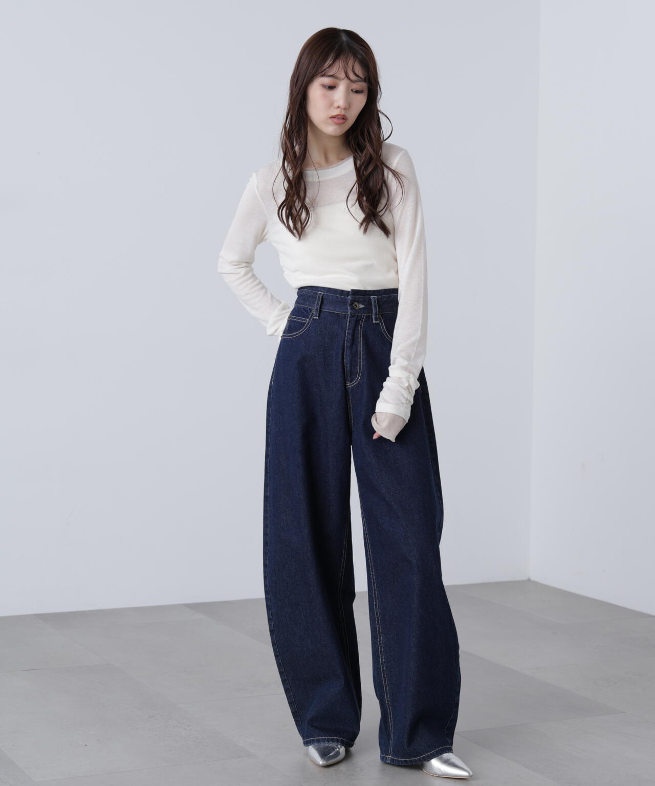 【3サイズ展開XS-M】デニムエッグパンツ【低身長サイズ有】