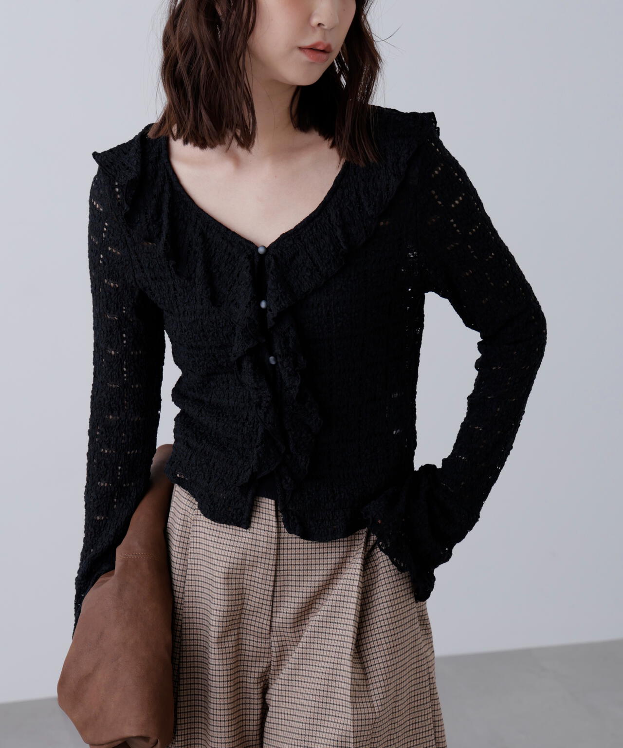 ＊レースラッフル袖ブラウス Secret Honey（シークレットハニー） ブラウス シャツ 袖レース