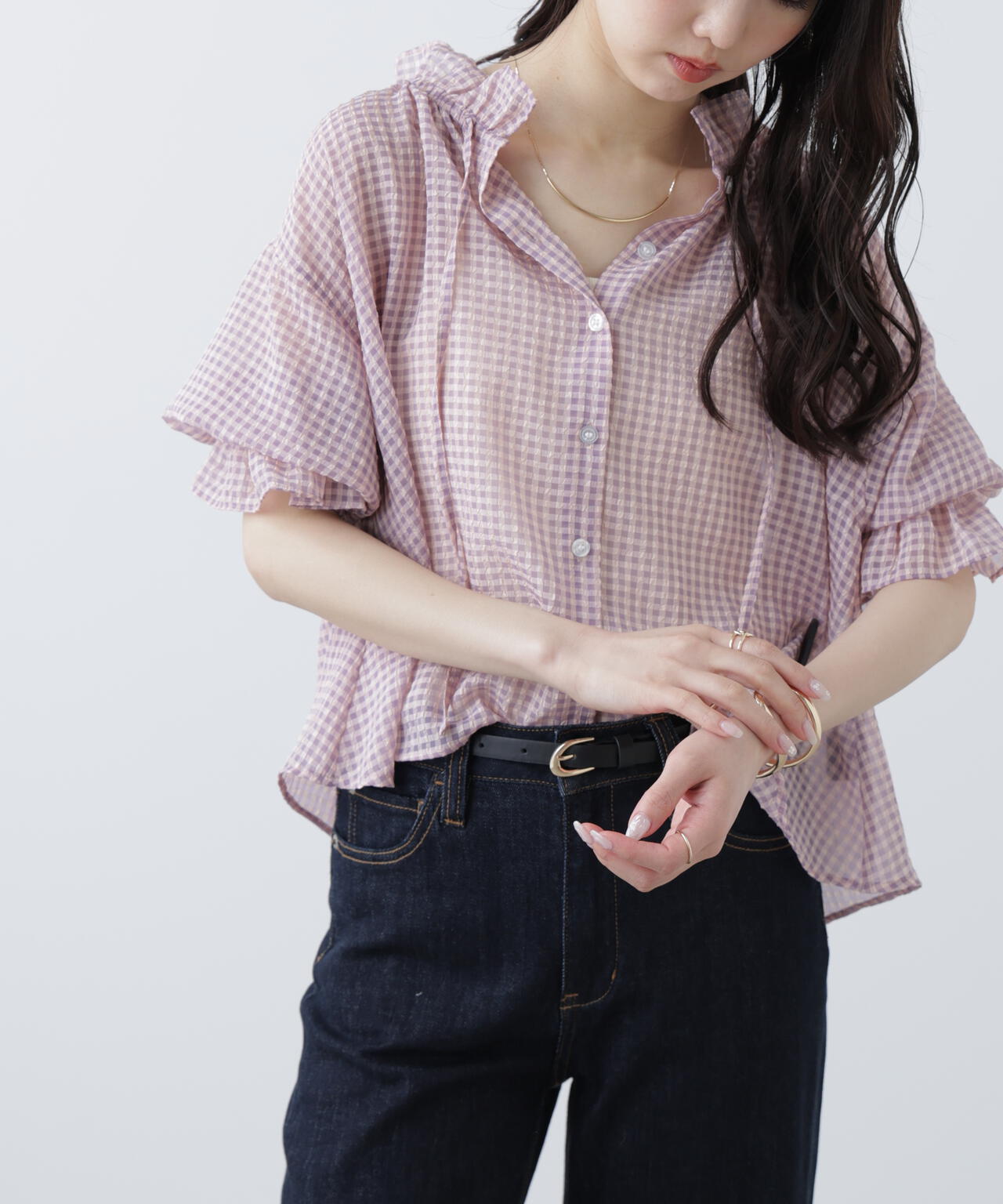 ［MFM］シアーリボンブラウス