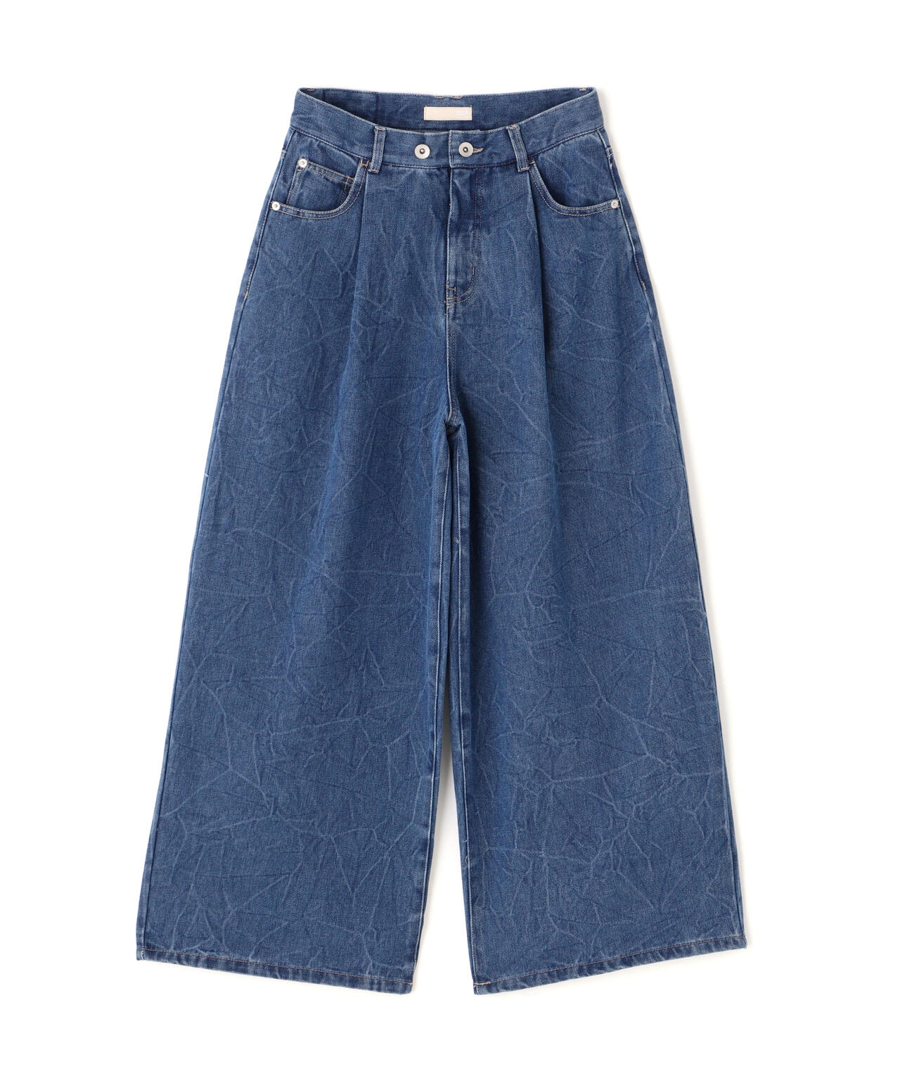 クリンクル加工タックワイドデニムパンツ