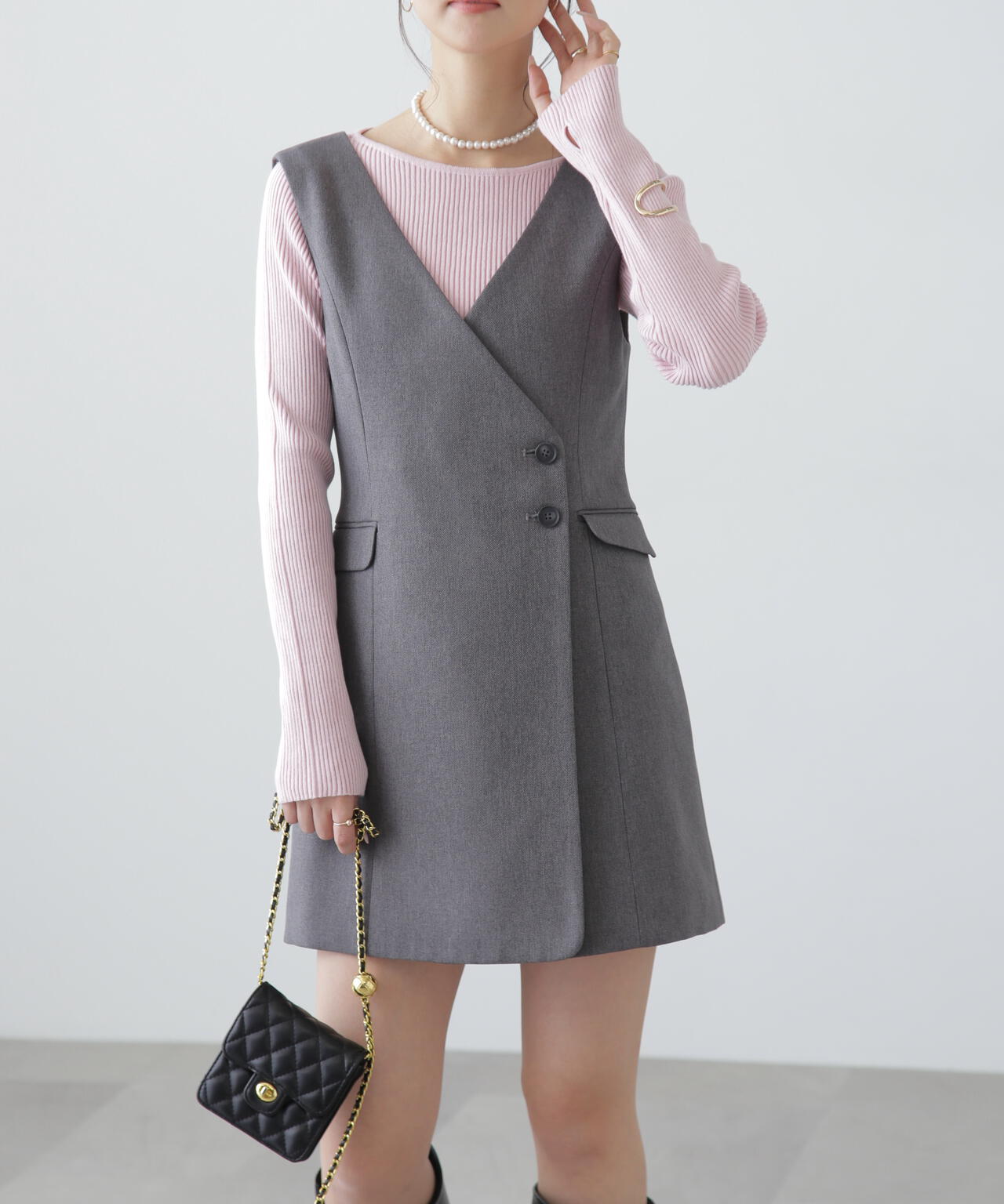 ジレ風ラップミニジャンパースカート | FREE'S MART（フリーズマート