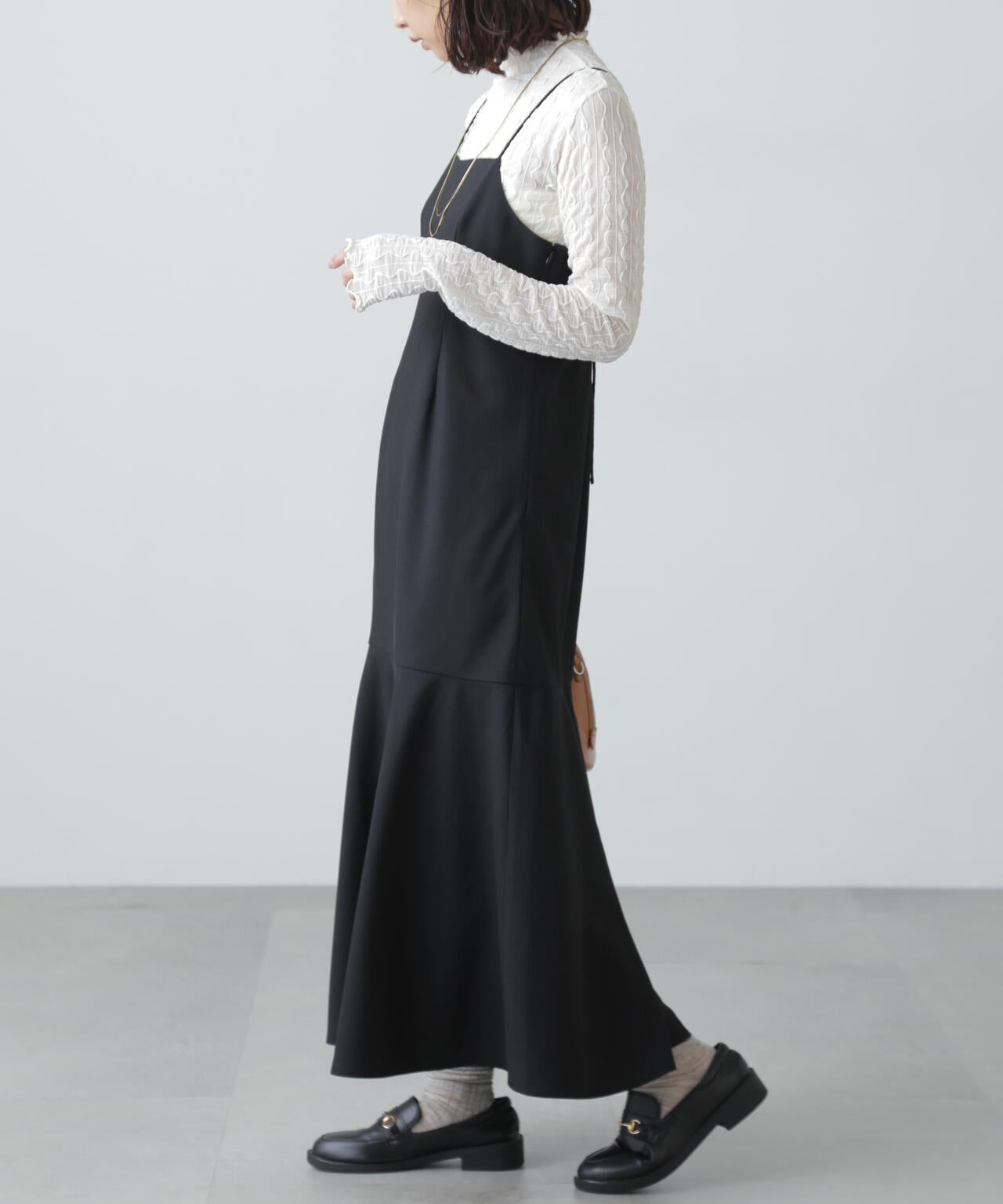 3サイズ展開XS-M】2ストラップマーメイドキャミワンピース【低身長