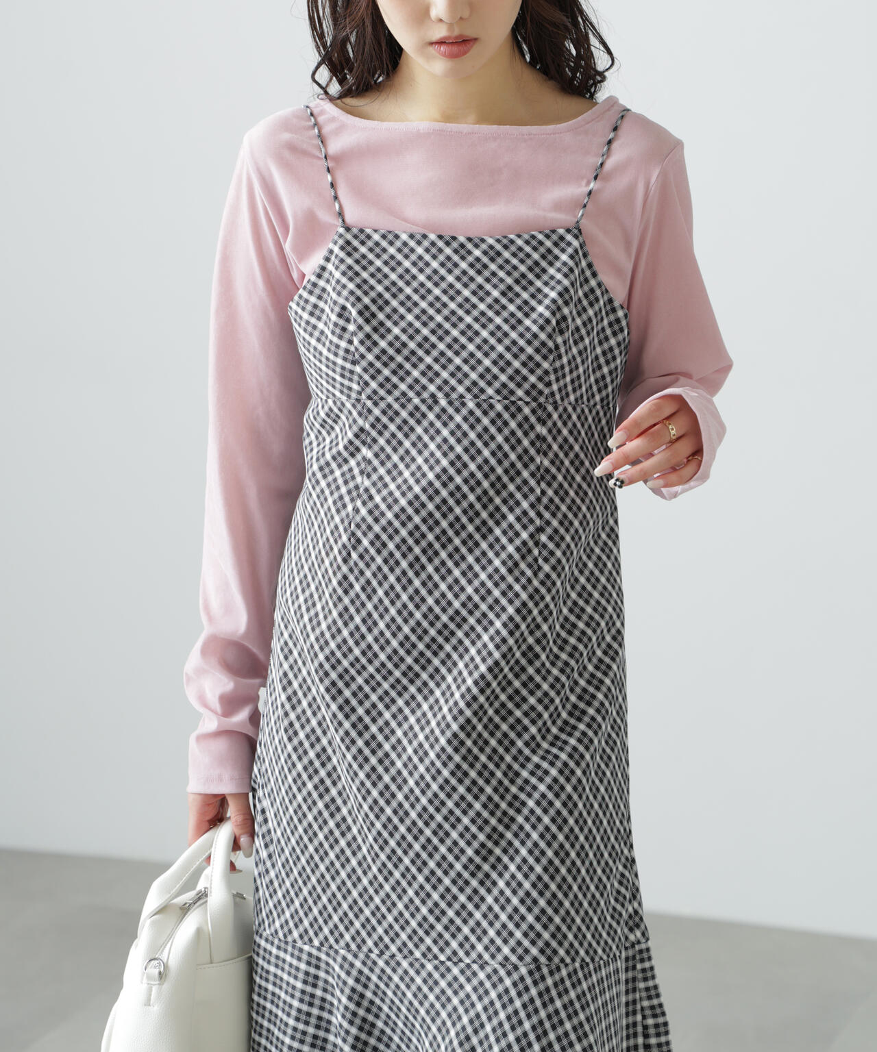 【3サイズ展開XS-M】2ストラップマーメイドキャミワンピース【低身長サイズ有】