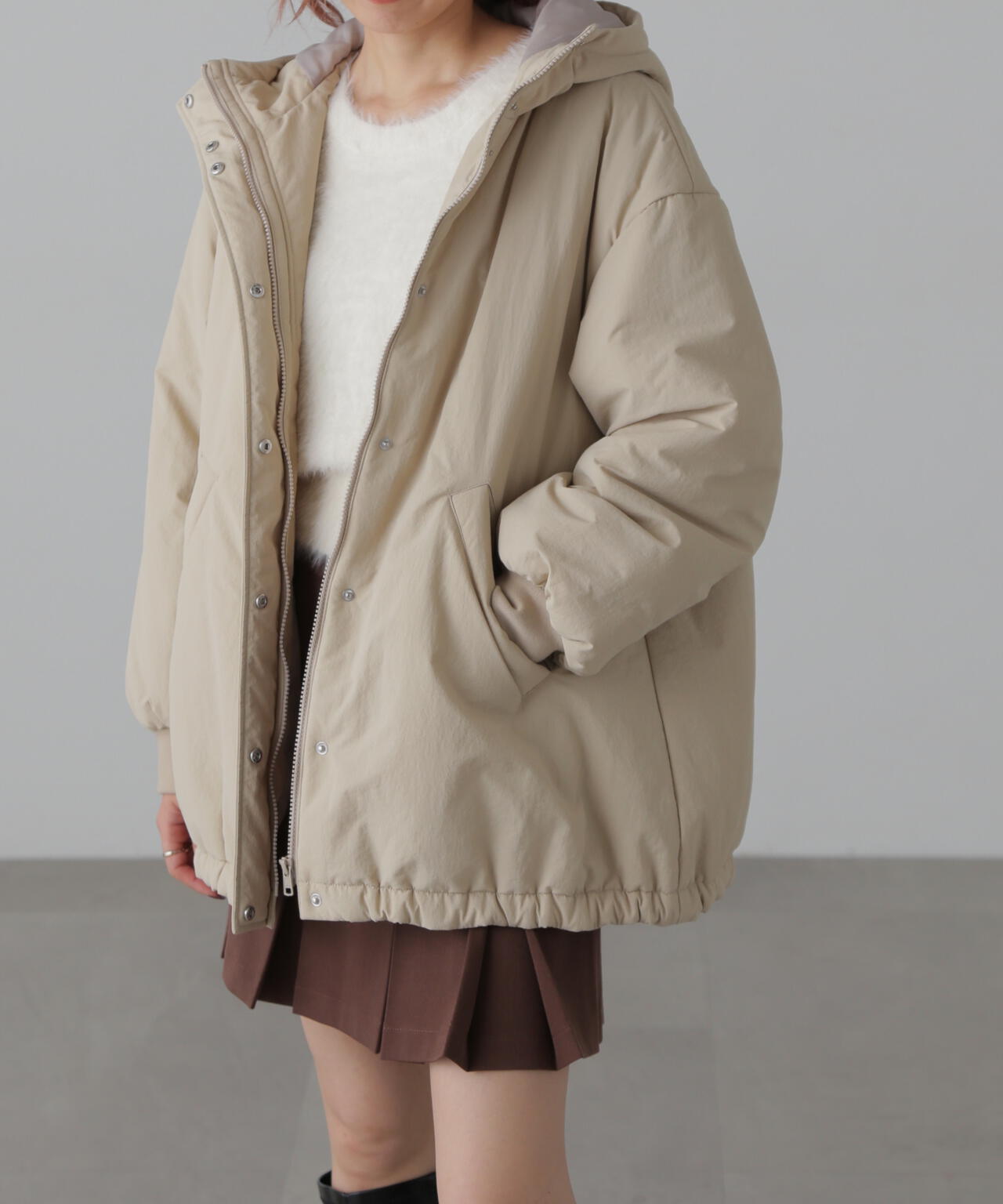 HYEOE ヘヨン シュークリームブルゾン アイボリー HYEON オリジナル ジャガードブルゾン ミドル丈 HYEON シュークリーム