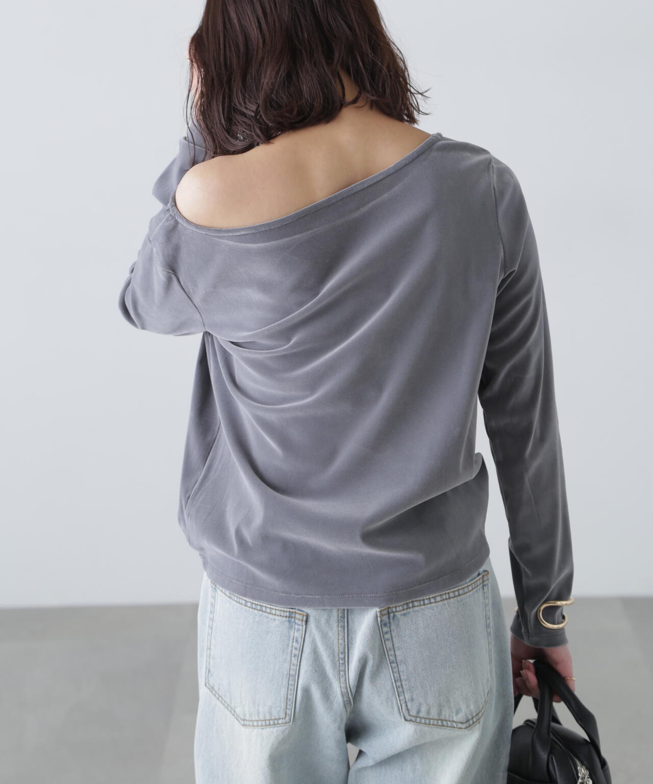 ［MFM］オープンネックフロッキーカットソー