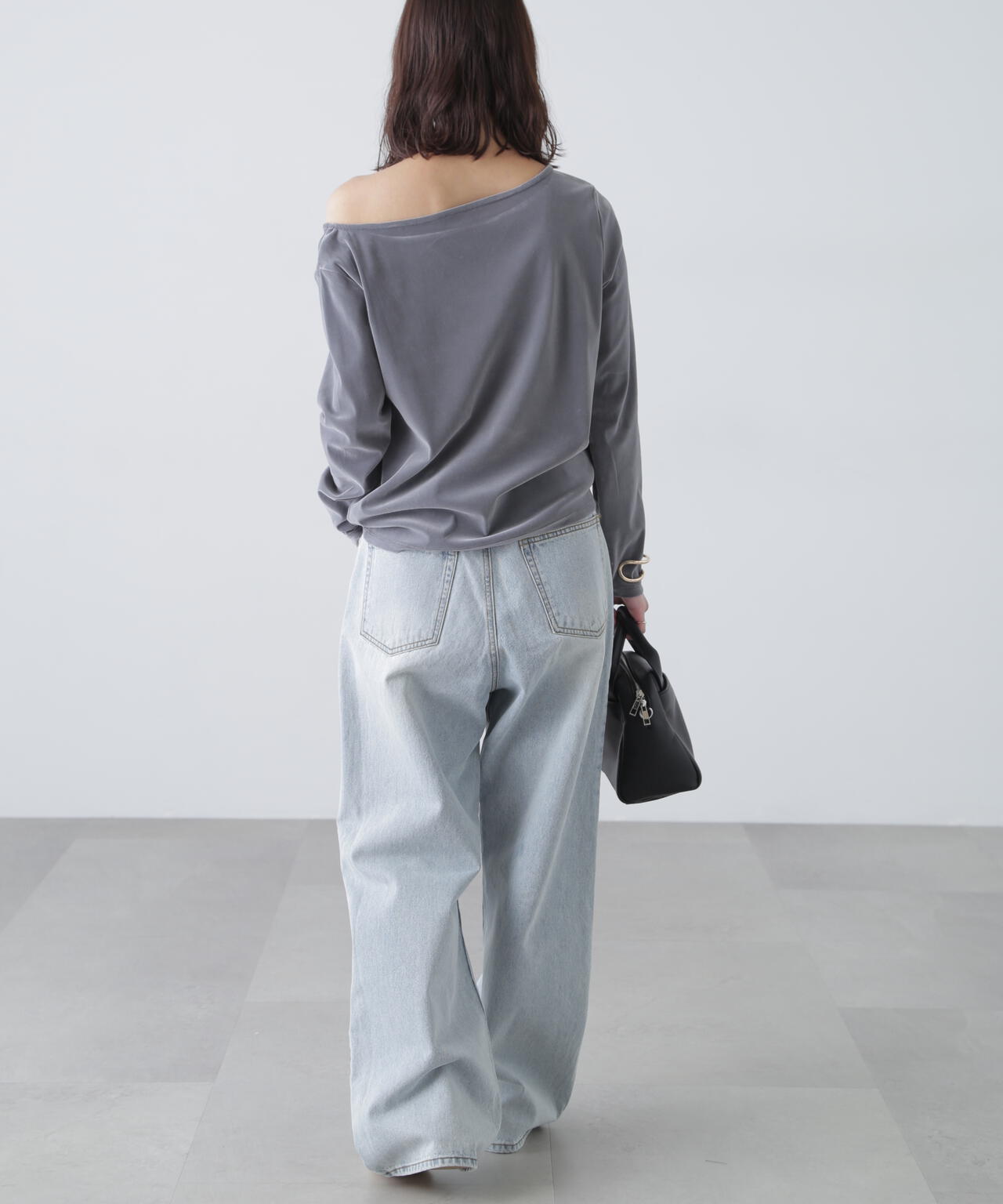 ［MFM］オープンネックフロッキーカットソー