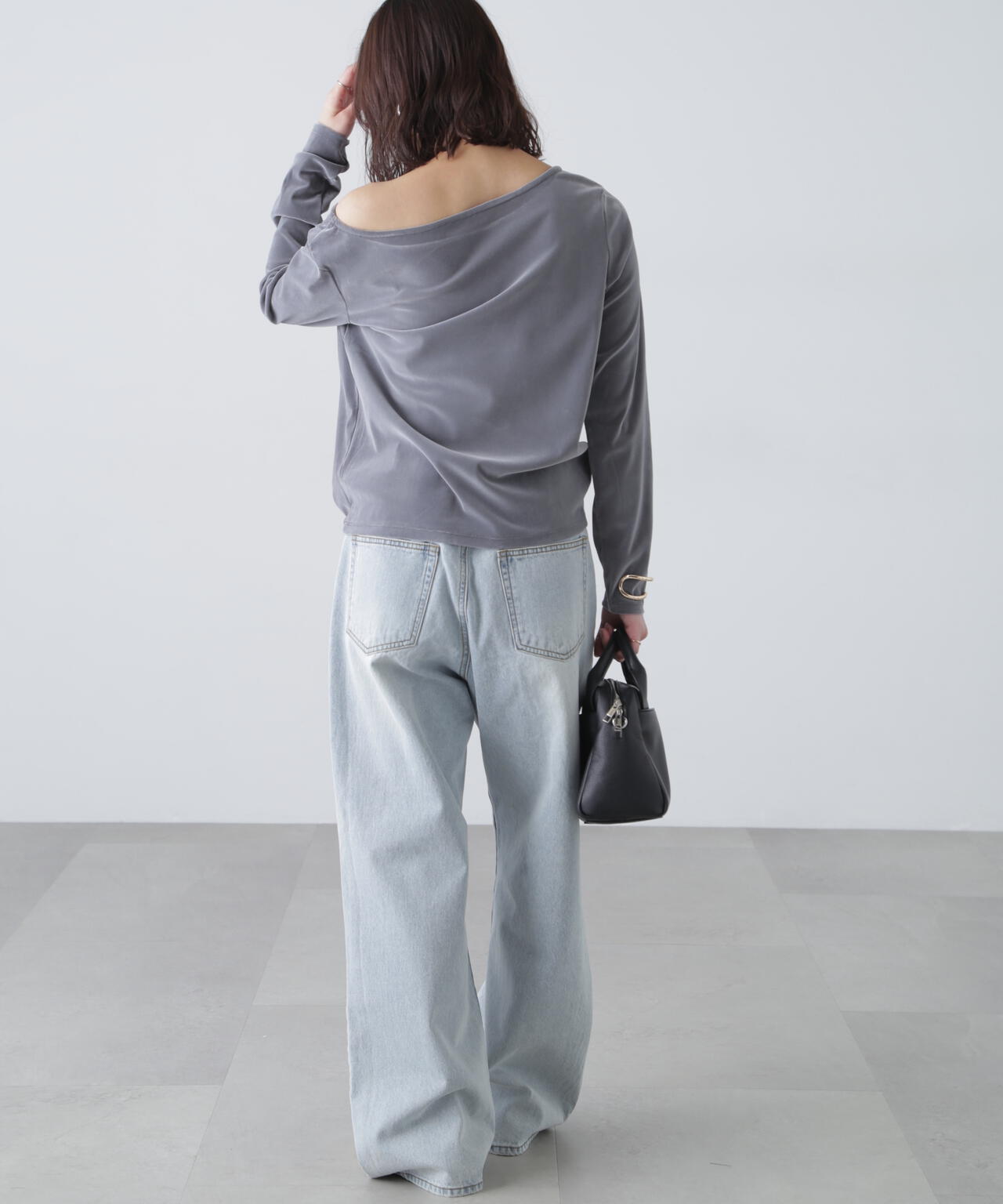 ［MFM］オープンネックフロッキーカットソー