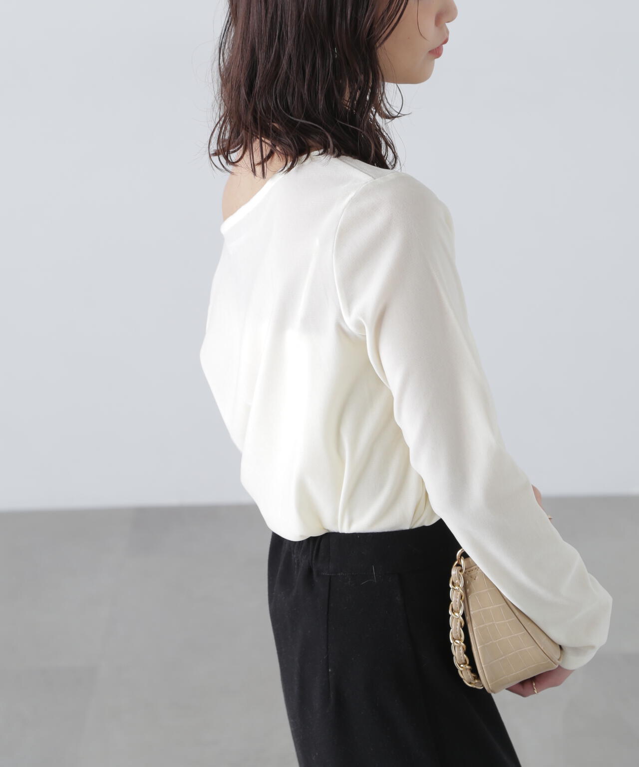 ［MFM］オープンネックフロッキーカットソー