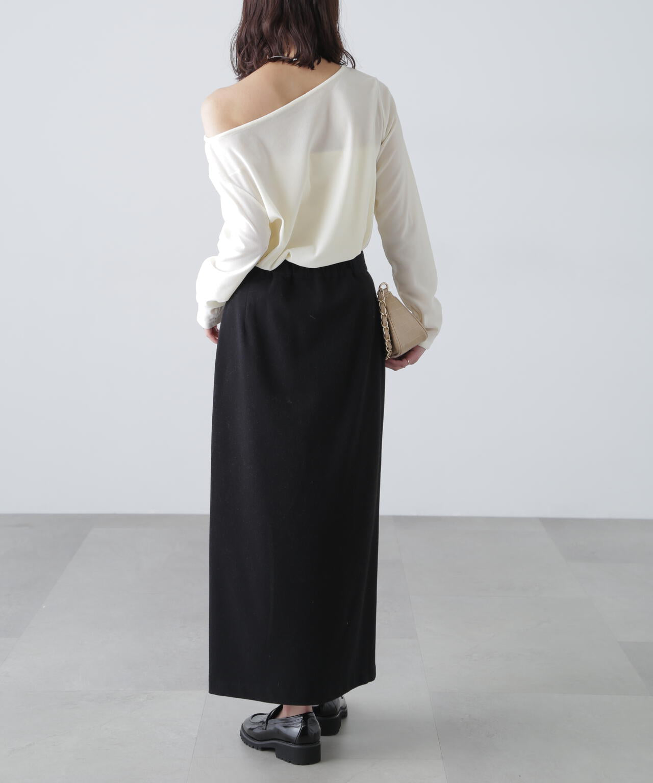 ［MFM］オープンネックフロッキーカットソー