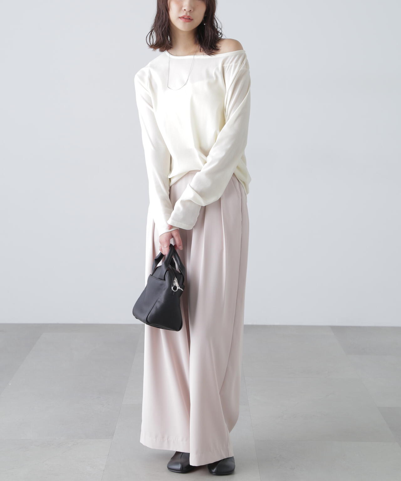 ［MFM］オープンネックフロッキーカットソー