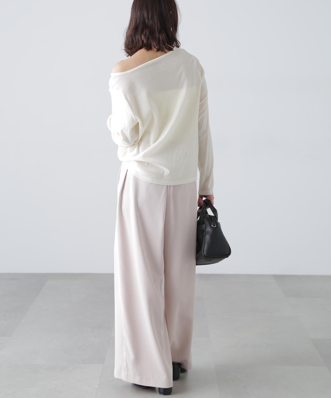 ［MFM］オープンネックフロッキーカットソー