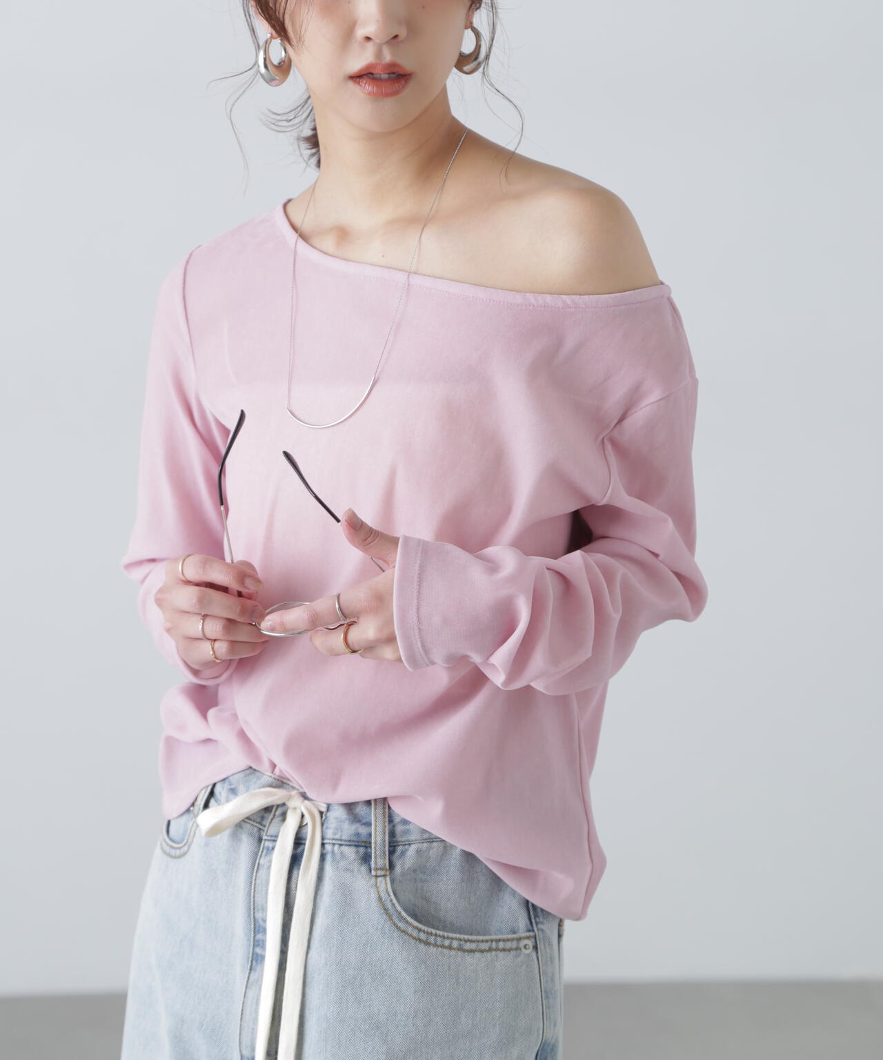 ［MFM］オープンネックフロッキーカットソー