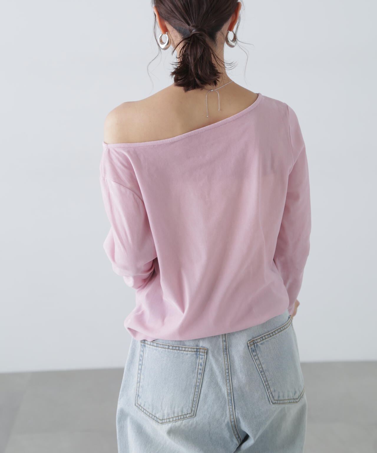 ［MFM］オープンネックフロッキーカットソー