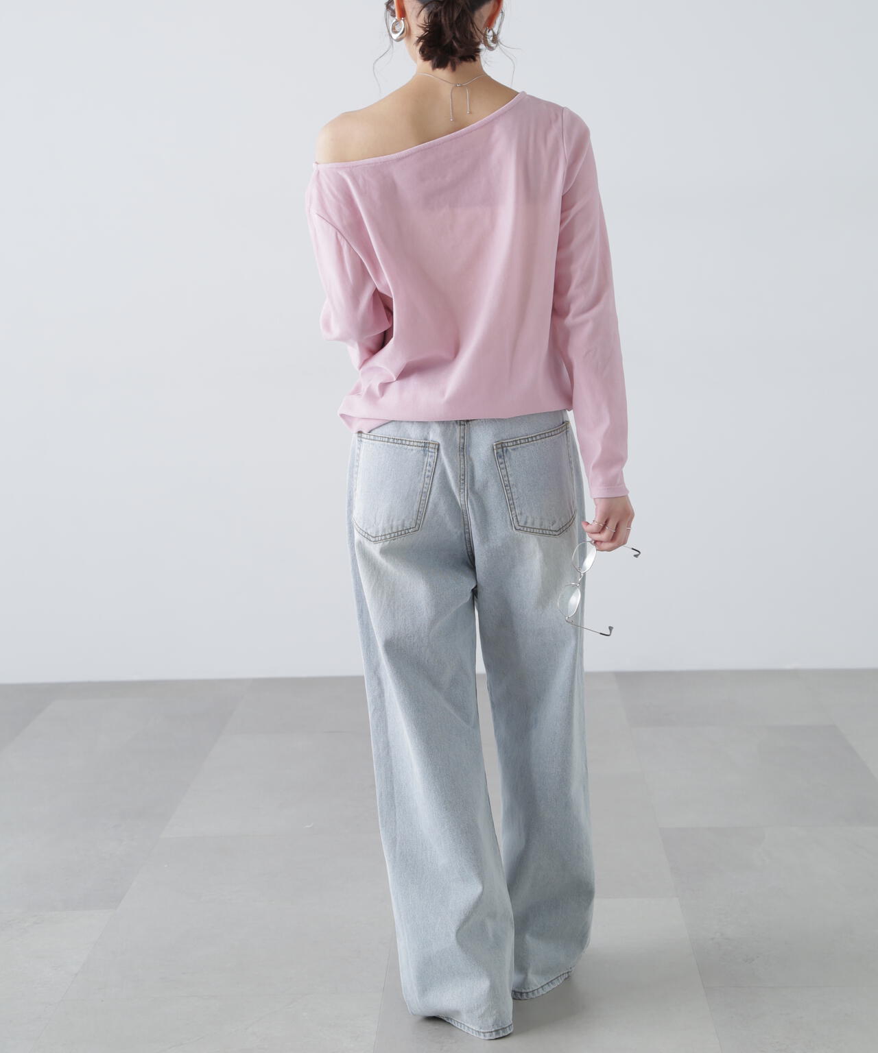 ［MFM］オープンネックフロッキーカットソー