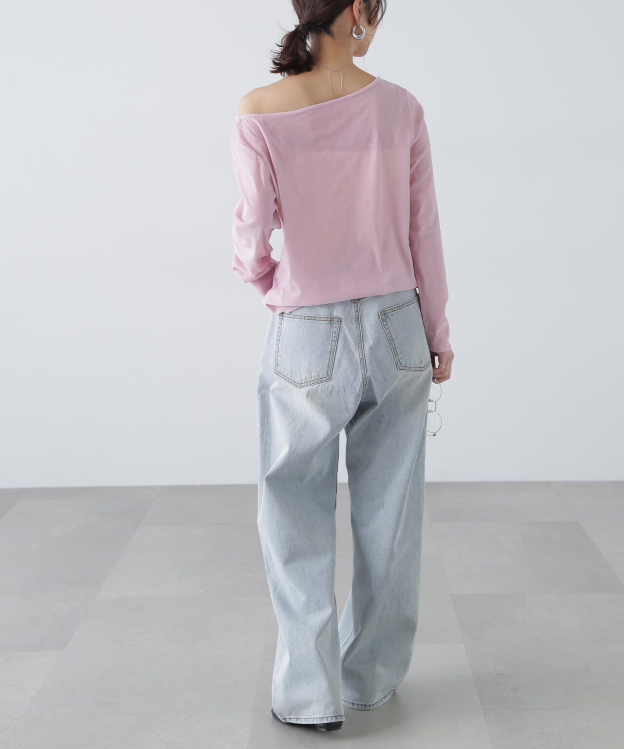 ［MFM］オープンネックフロッキーカットソー