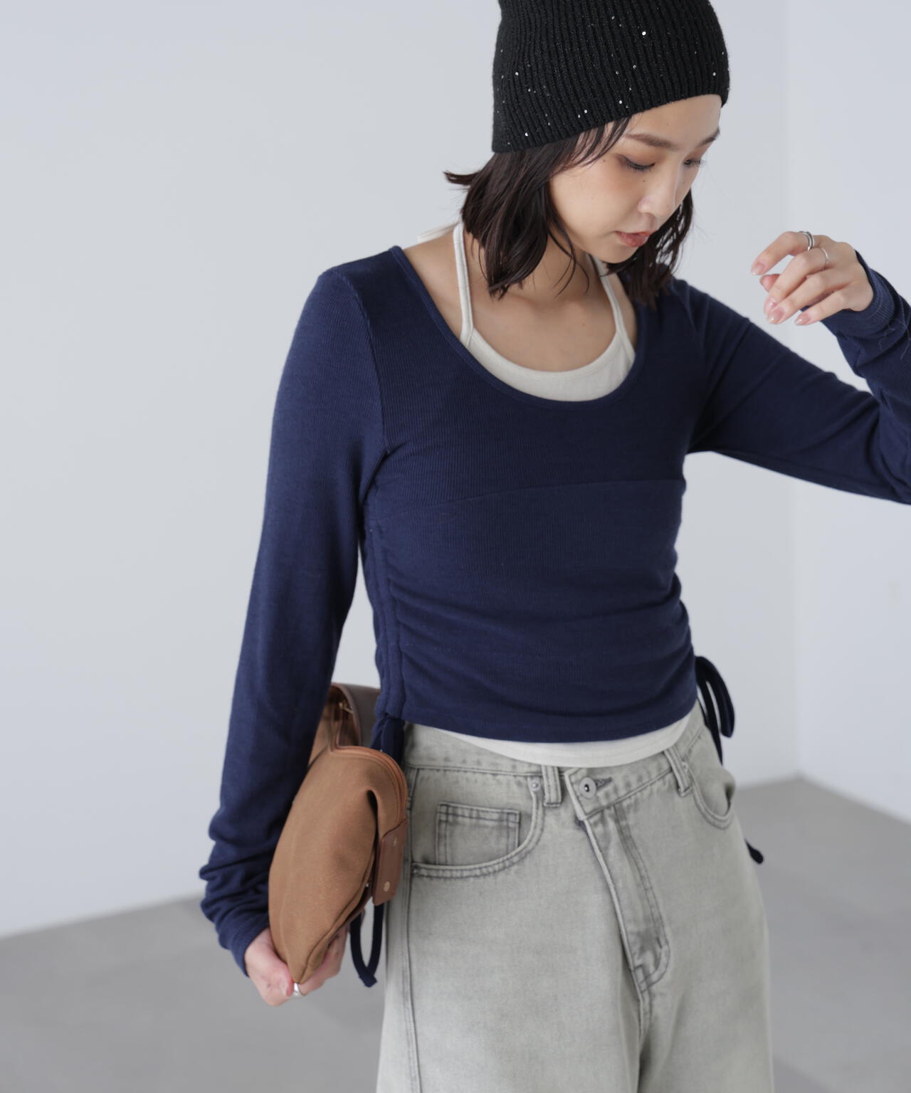 ホルターネックレイヤードサイドドロストカットソー