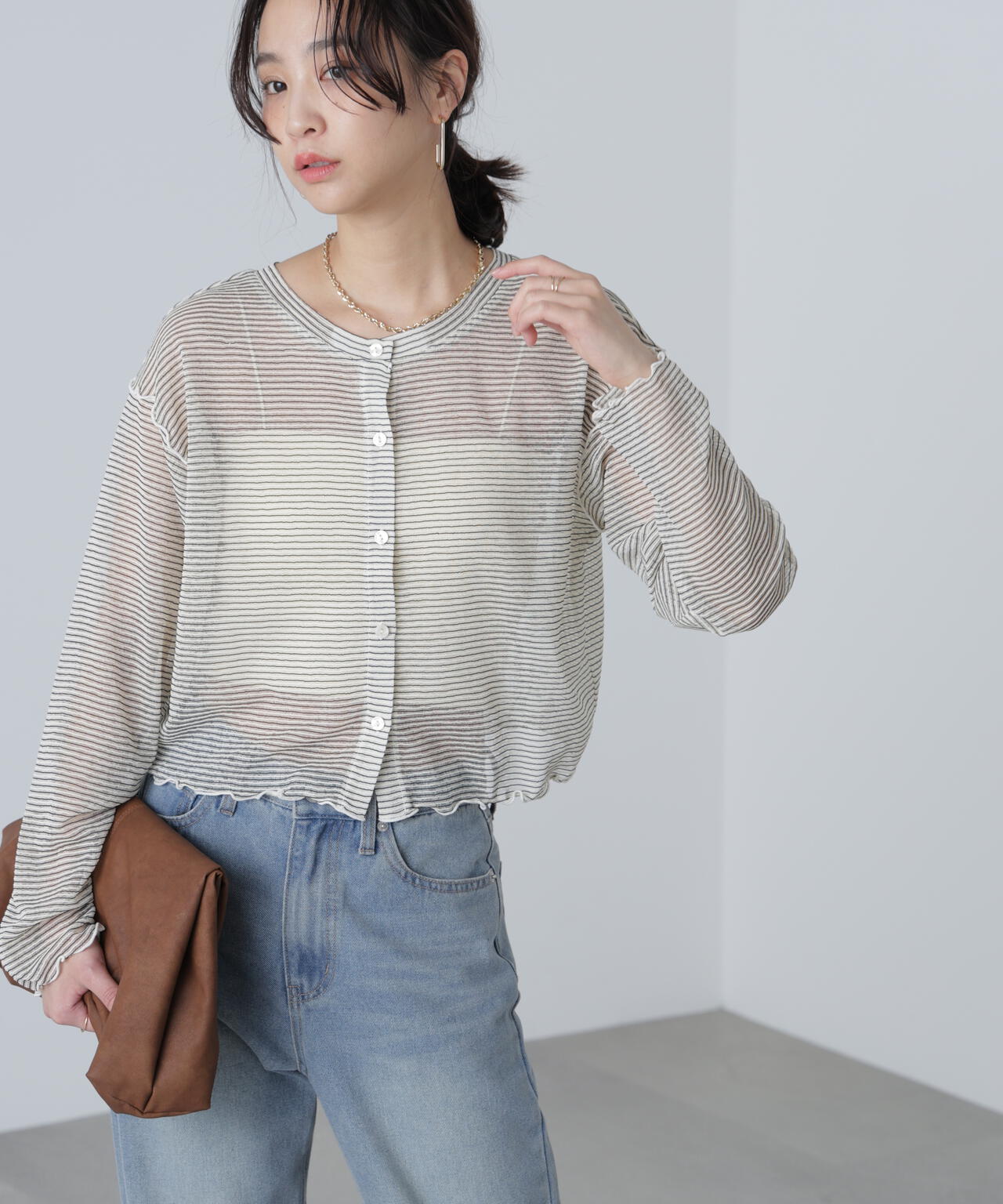 前後2WAYシアーカットソーカーディガン | FREE'S MART