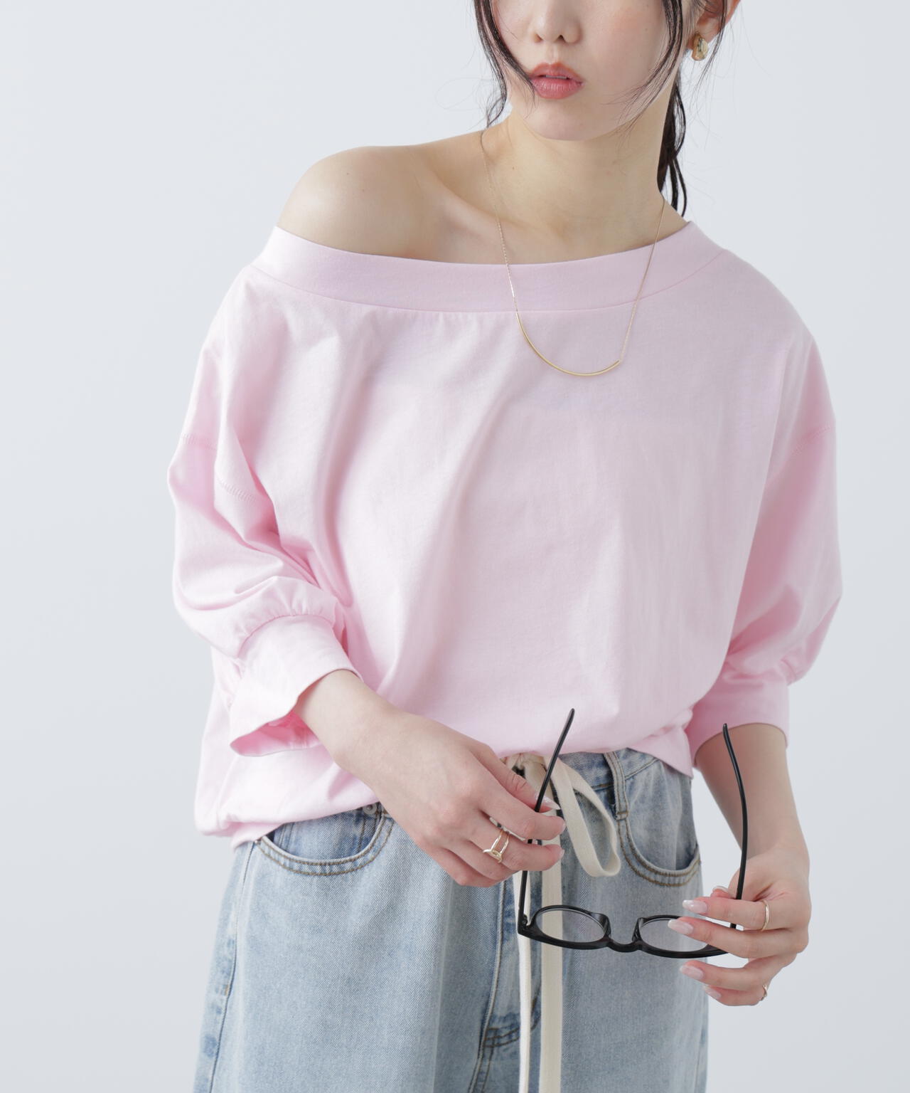 ［MFM］パフスリーブオフショルカットソー