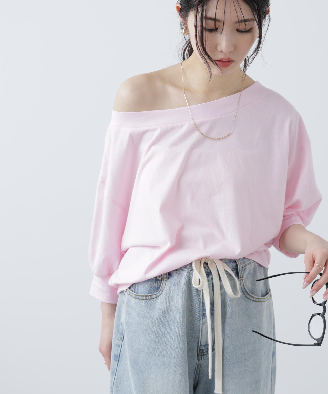 ［MFM］パフスリーブオフショルカットソー