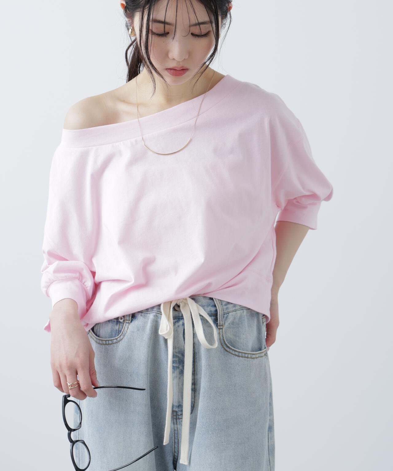 ［MFM］パフスリーブオフショルカットソー