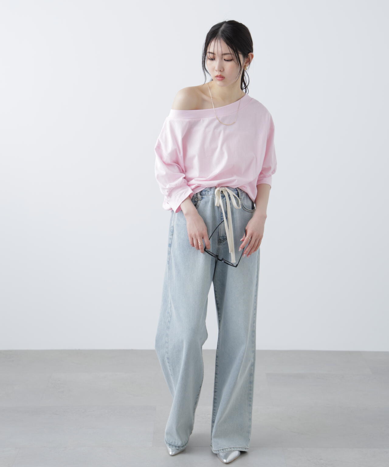 ［MFM］パフスリーブオフショルカットソー