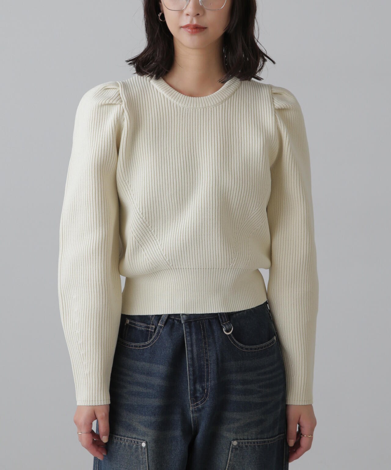 パフスリーブニット 畦編みパフスリーブニット | FREE'S MART（フリーズマート