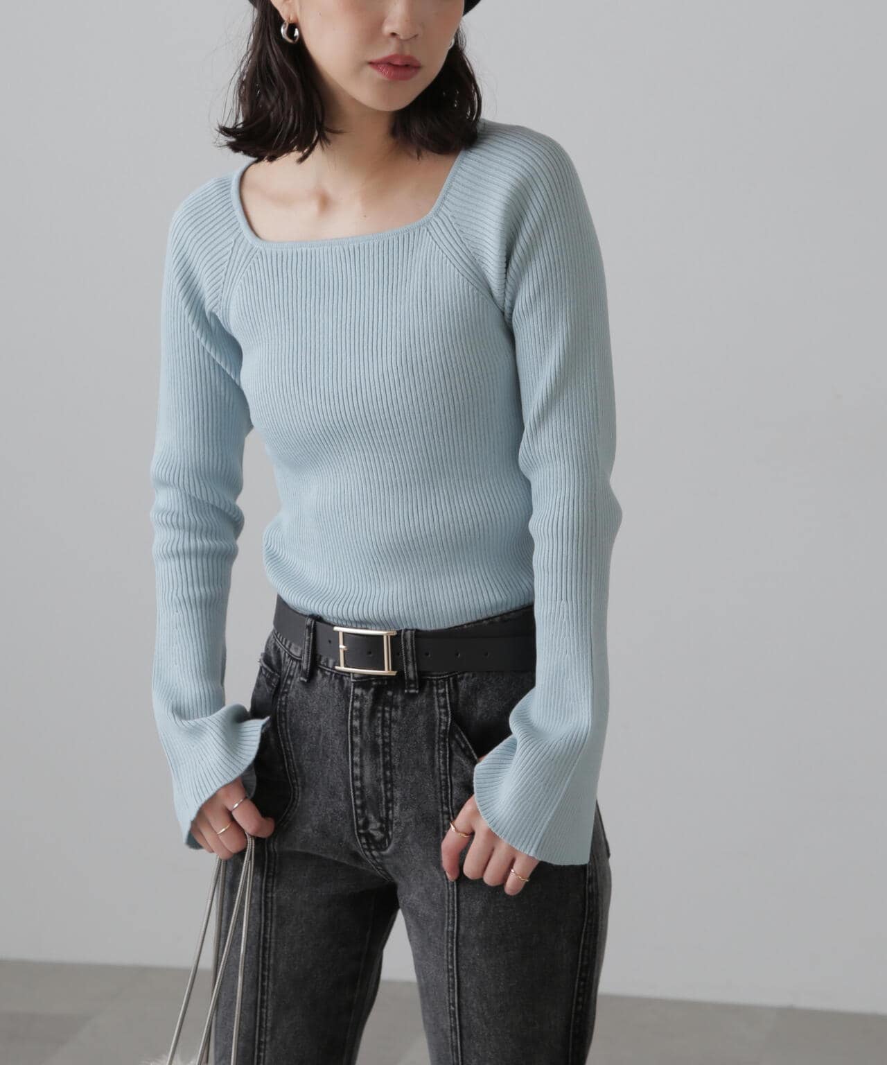 スクエアネック袖フレアニット | FREE'S MART（フリーズマート