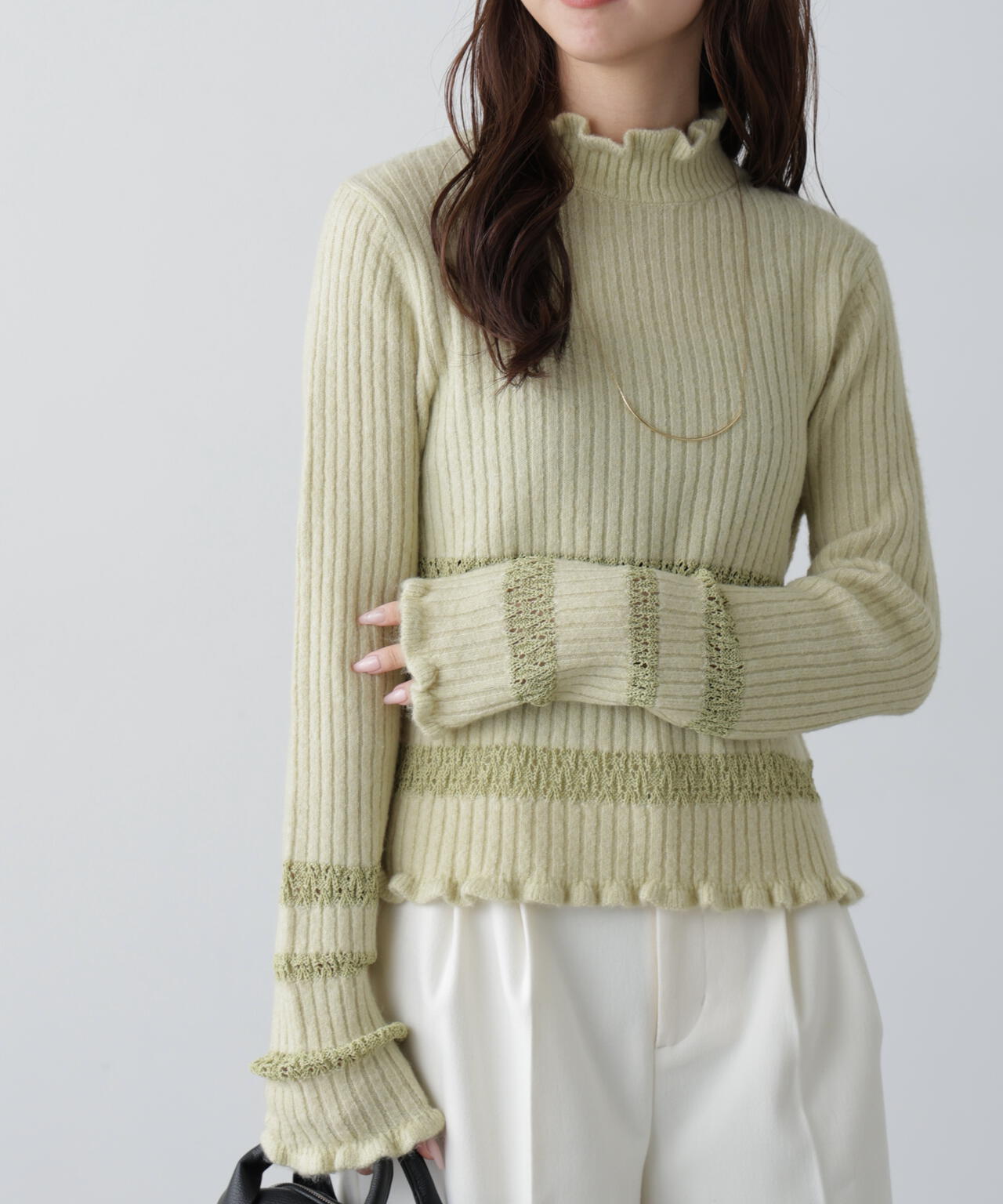 透かし編みボーダーリブニット | FREE'S MART（フリーズマート