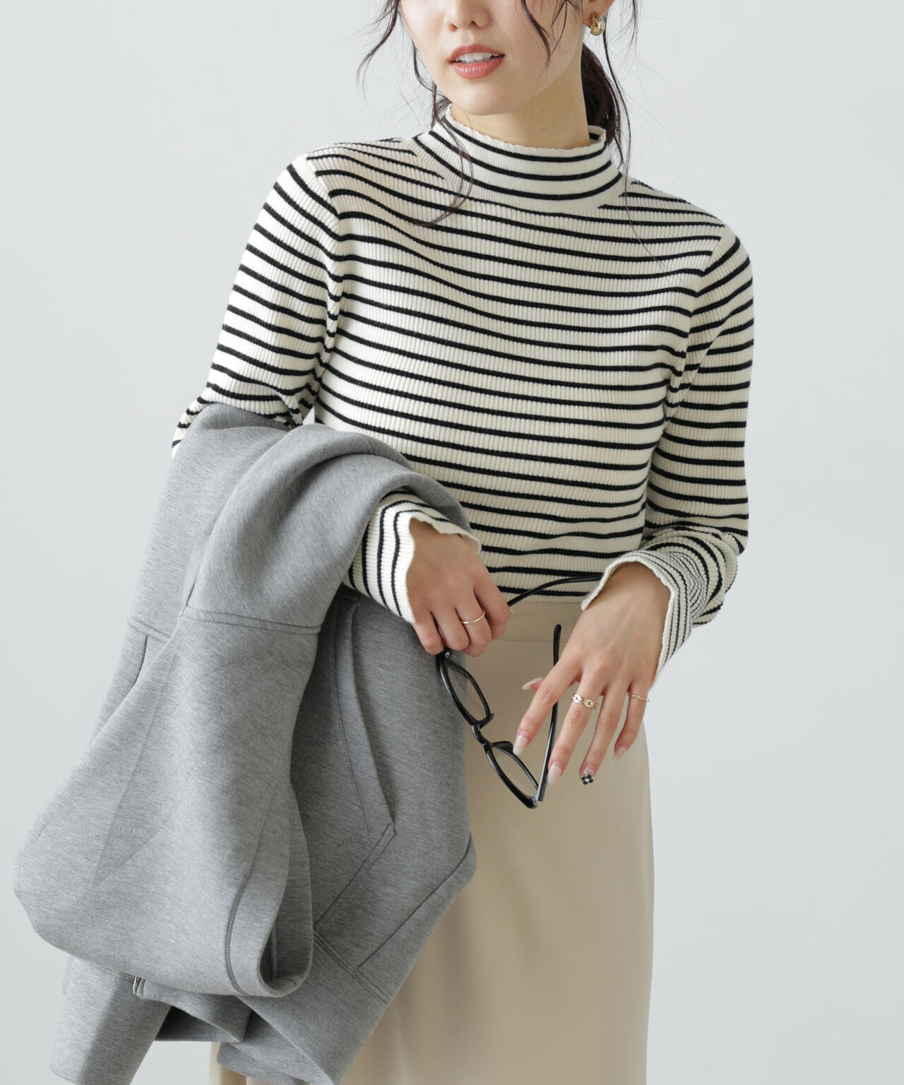 洗える〉マシンウォッシャブルボトルネックリブニット | FREE'S MART