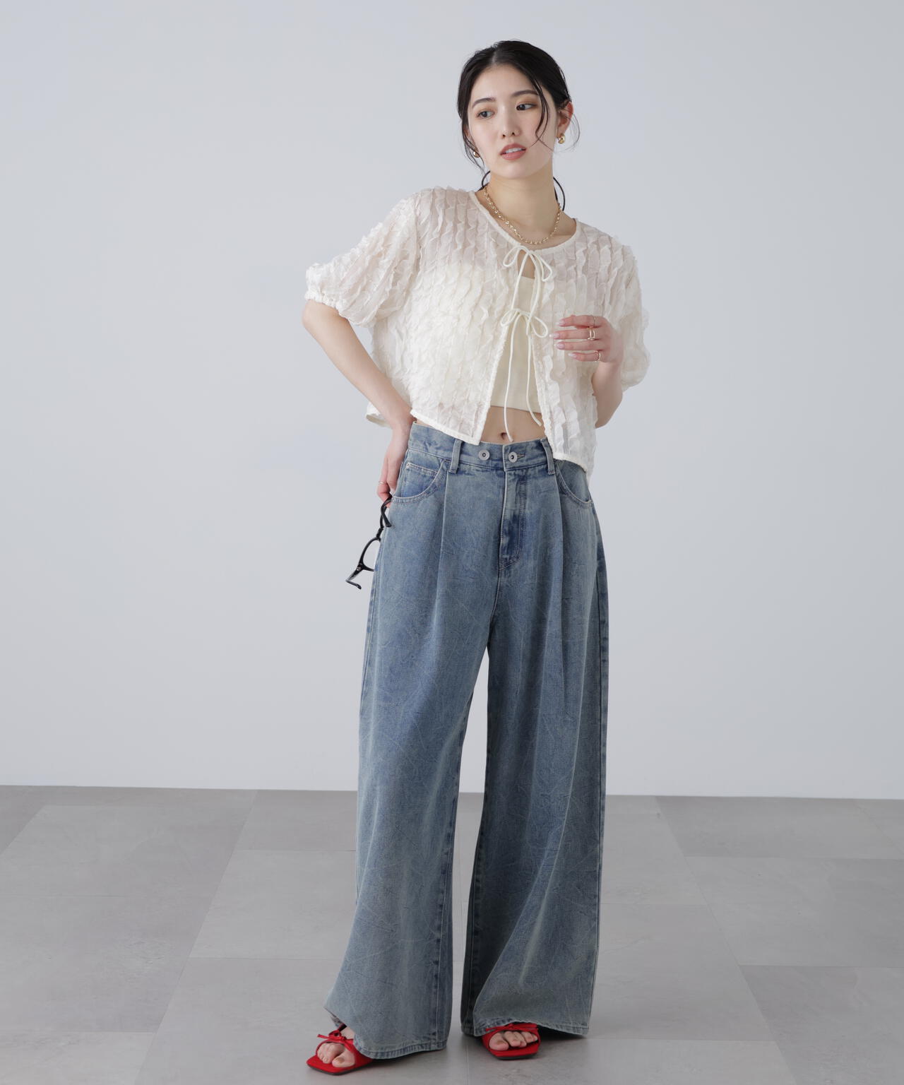 シアーフリルフロントリボンブラウス | FREE'S MART（フリーズ