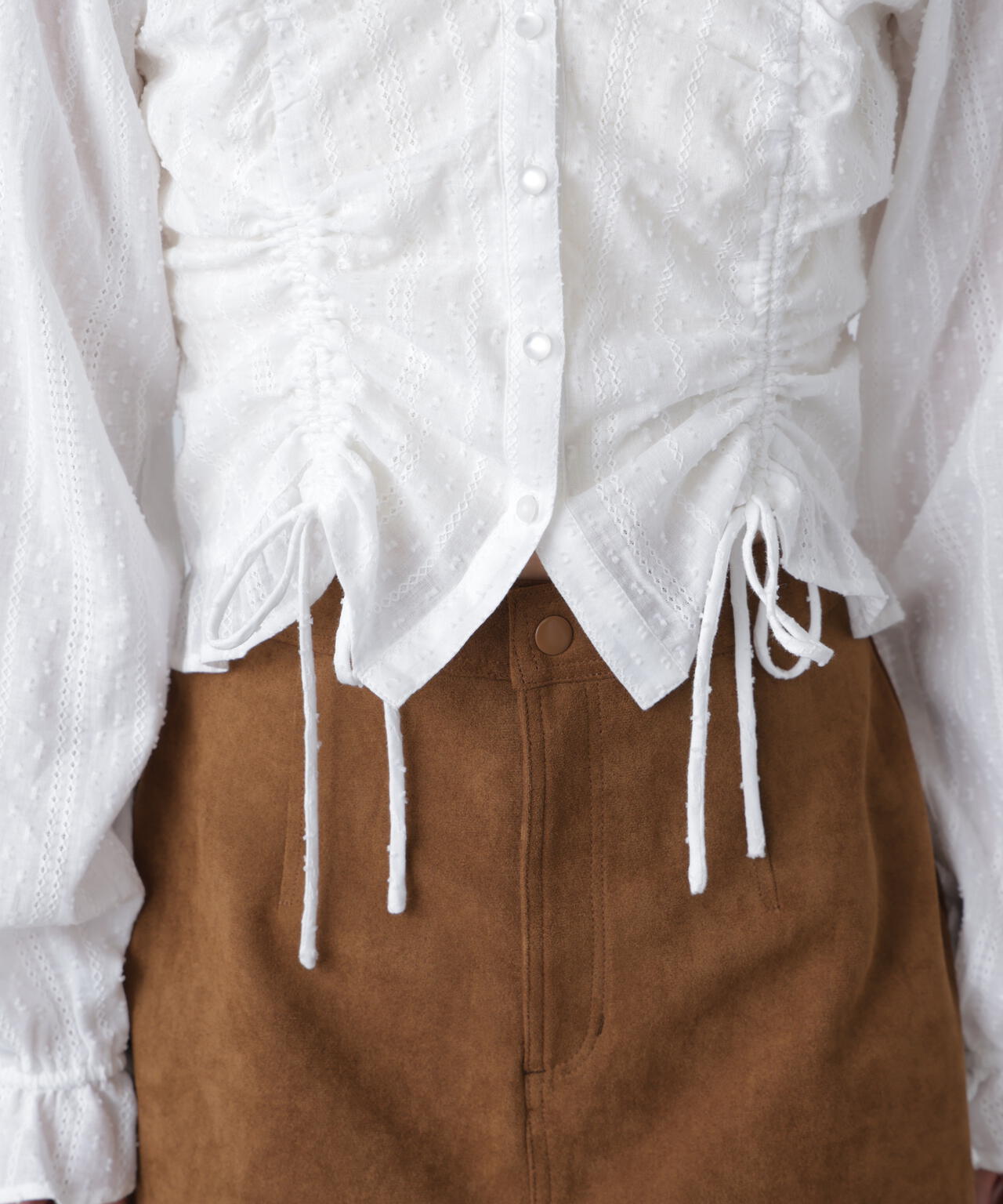 ドロストリボン長袖ブラウス