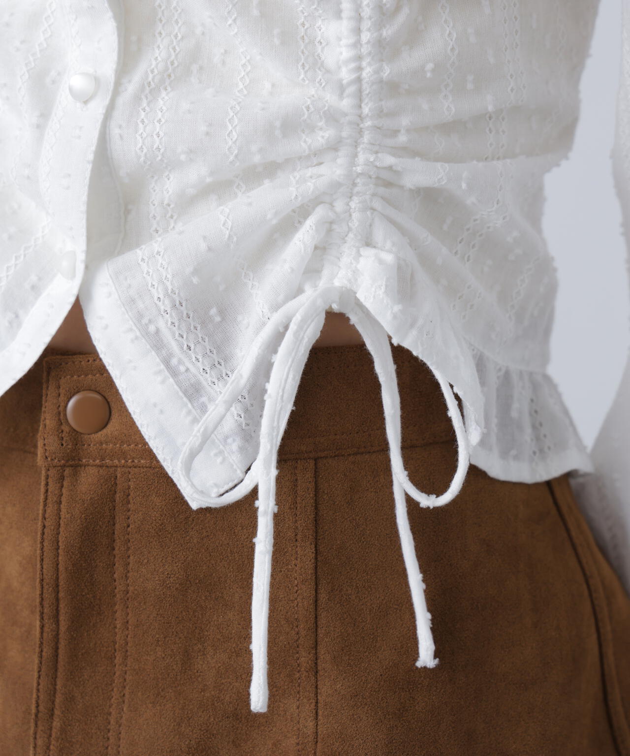 ドロストリボン長袖ブラウス