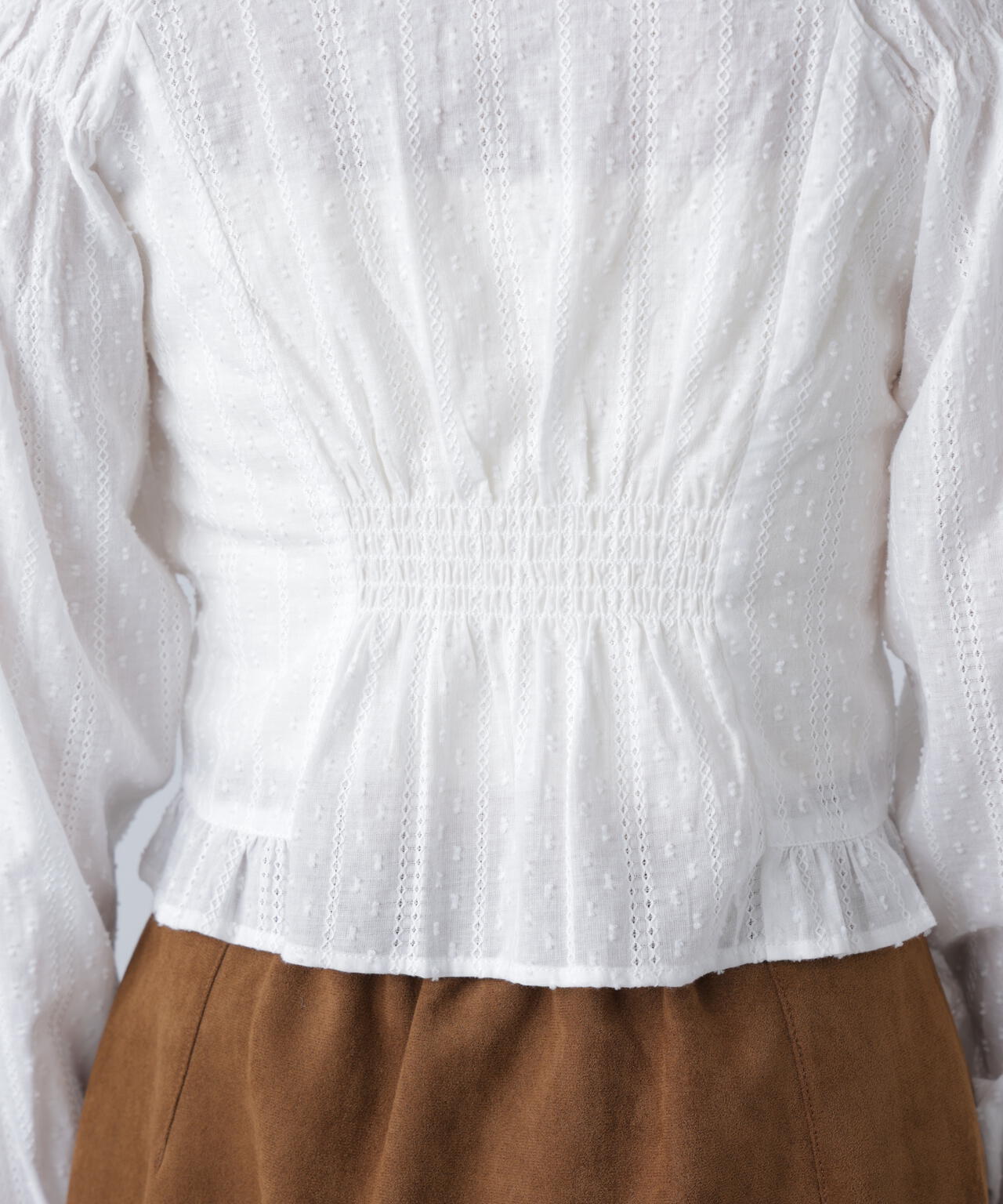 ドロストリボン長袖ブラウス