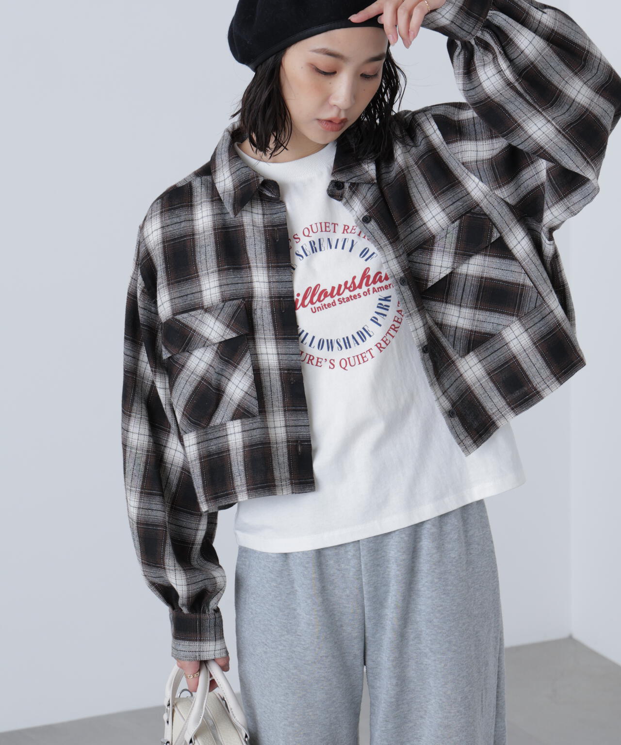 ビッグポケットショート丈シャツ