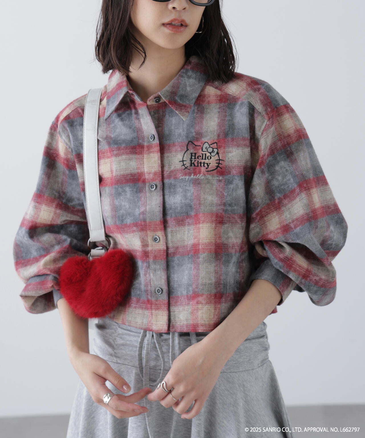 【HELLO KITTY】サンリオキャラクターズコラボ CHECK SHIRT チェックシャツ